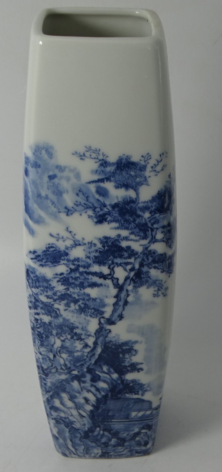 hohe schlanke China Vase mit Blaumalerei, gemarkt, H-29 cm