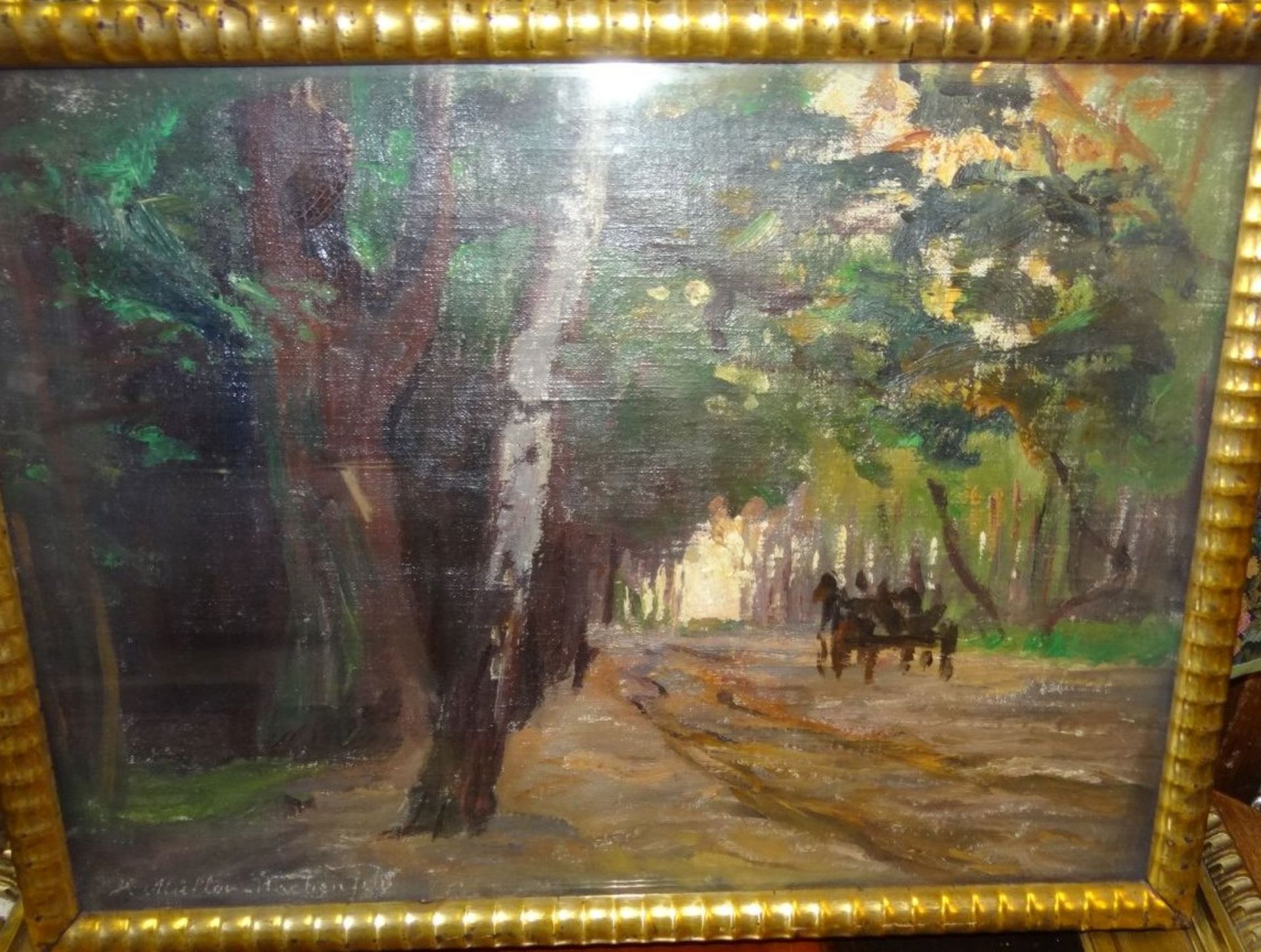 Heinrich MÜLLER-WACHENFELD (1861-1925) "Waldweg" Öl/Platte, ger/Glas, RG 33,5x45 cm - Bild 2 aus 4