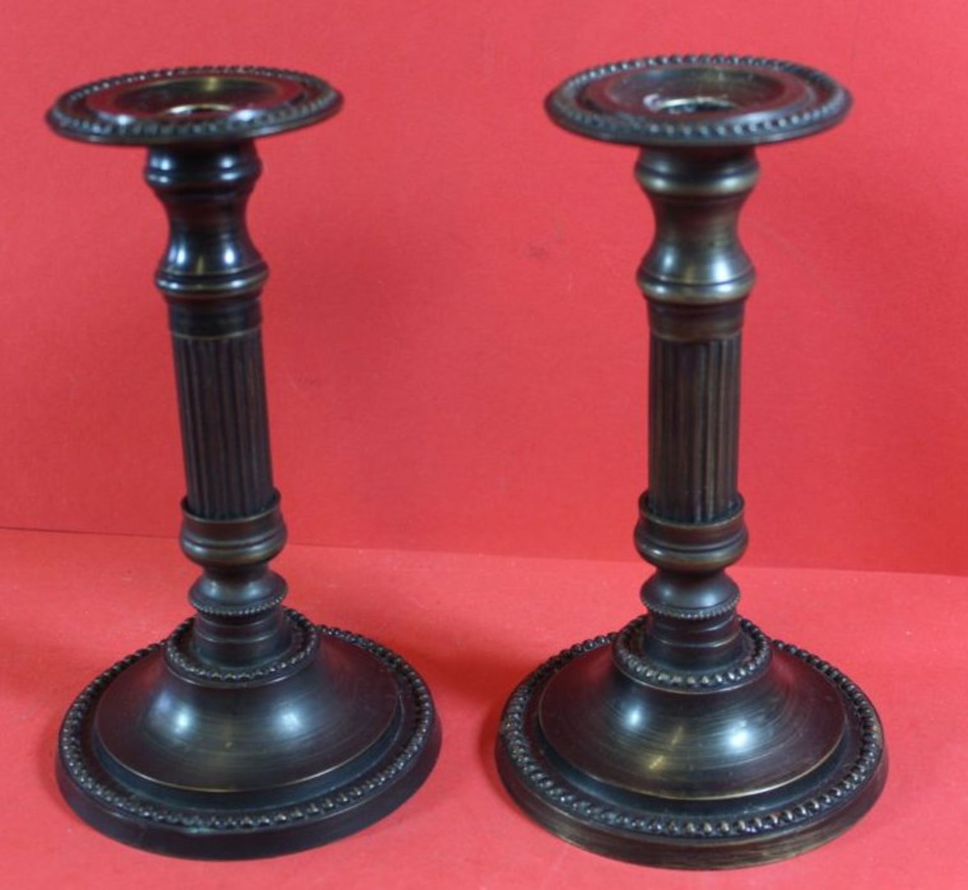 Paar Leuchter in Empireform, Bronze?, H-20 cm