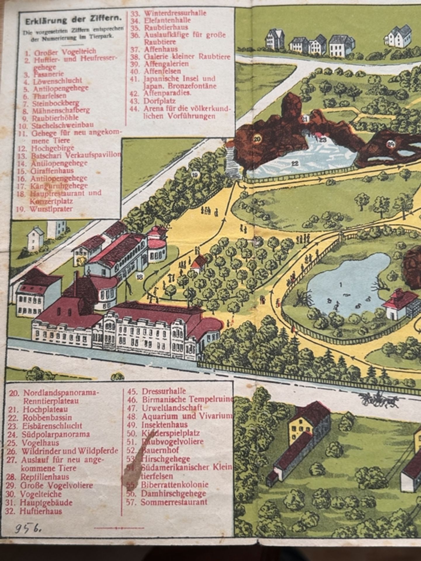 Plan von Carl Hagenbeck Tiergarten, Stellingen. Faltplan um 1910?, etwas fleckig, 21x10 cm - Bild 4 aus 9