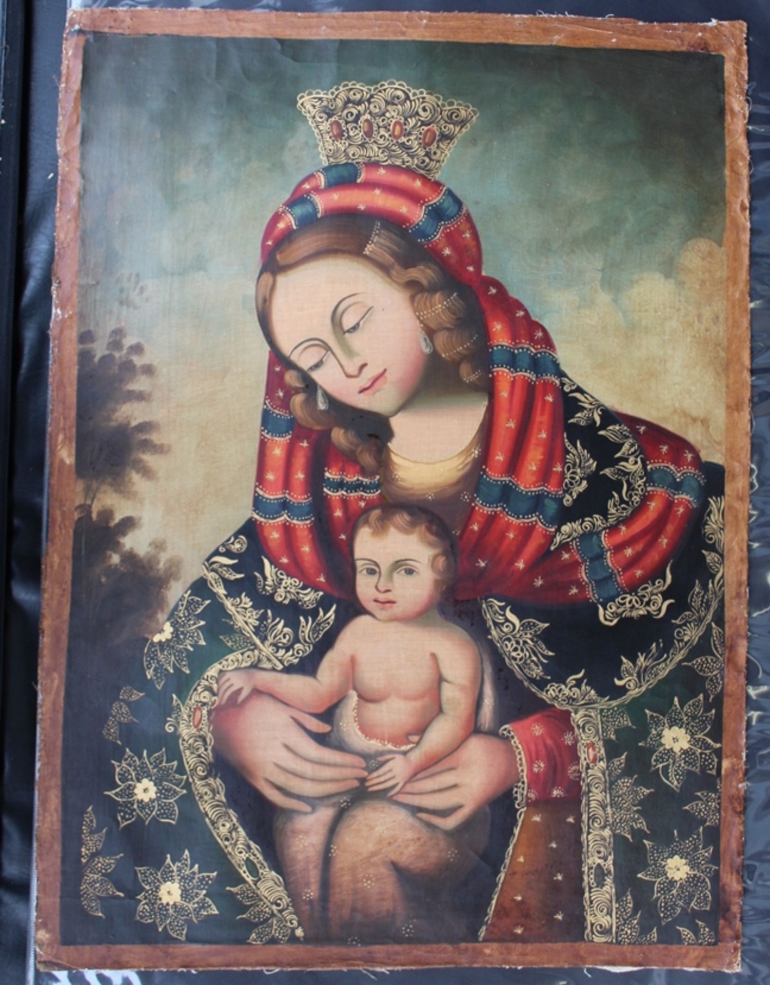 Victor Navarro, christl. Motiv Madonna mit Kind, Öl/Leinen, wohl 19.Jhd?  nicht signiert, 72x53 cm