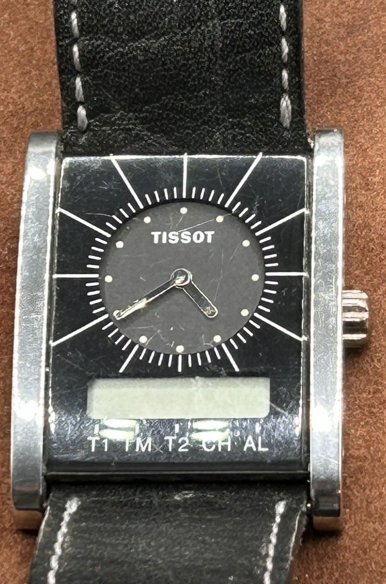 HAU "Tissot" analog/digital, Lederband, Werk nicht geprüft, Batterfach-Deckel fehlt wohl - Image 2 of 4