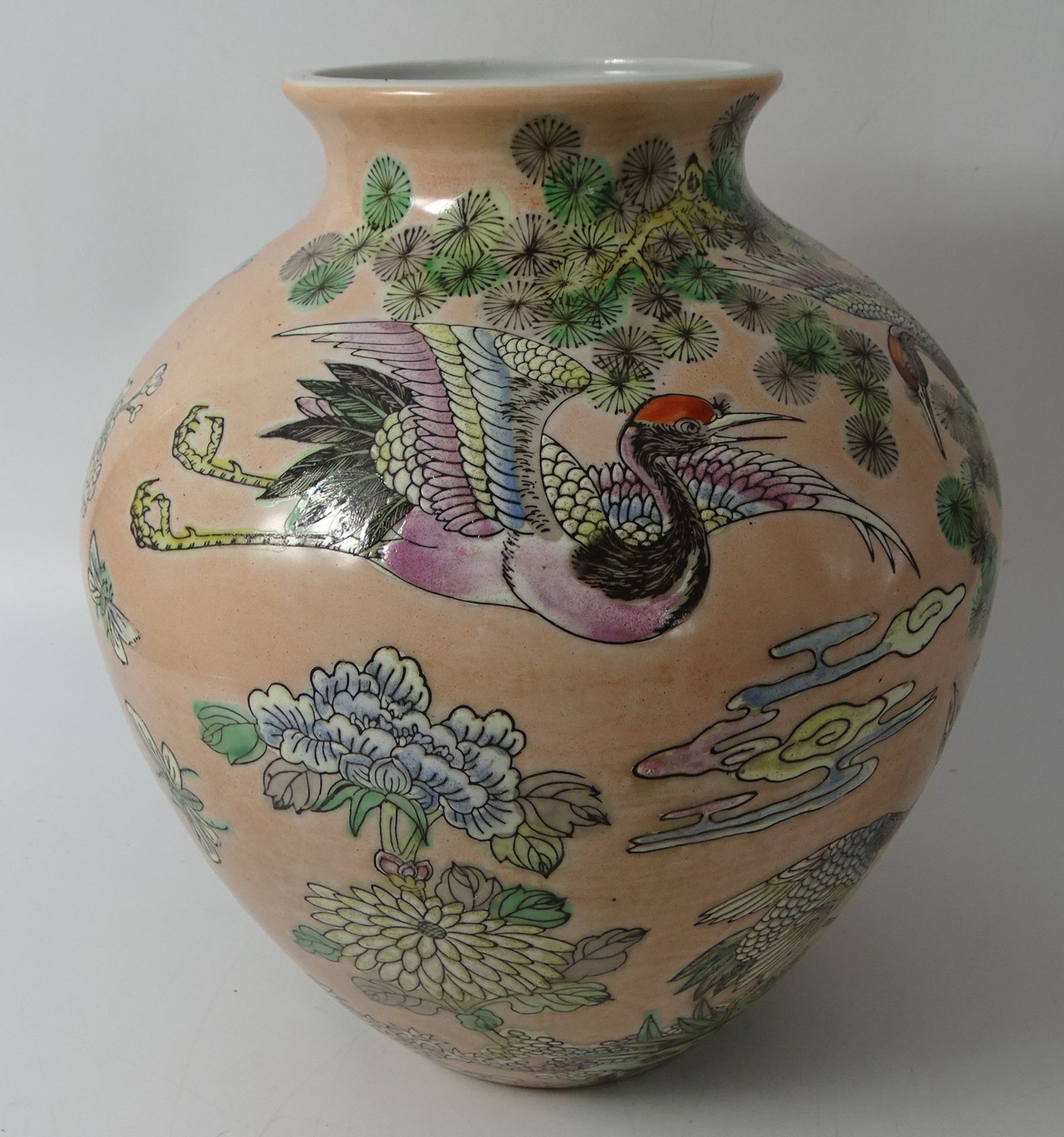 gr. bauchige China Vase, Hong Kong, H-26 cm, D-23 cm