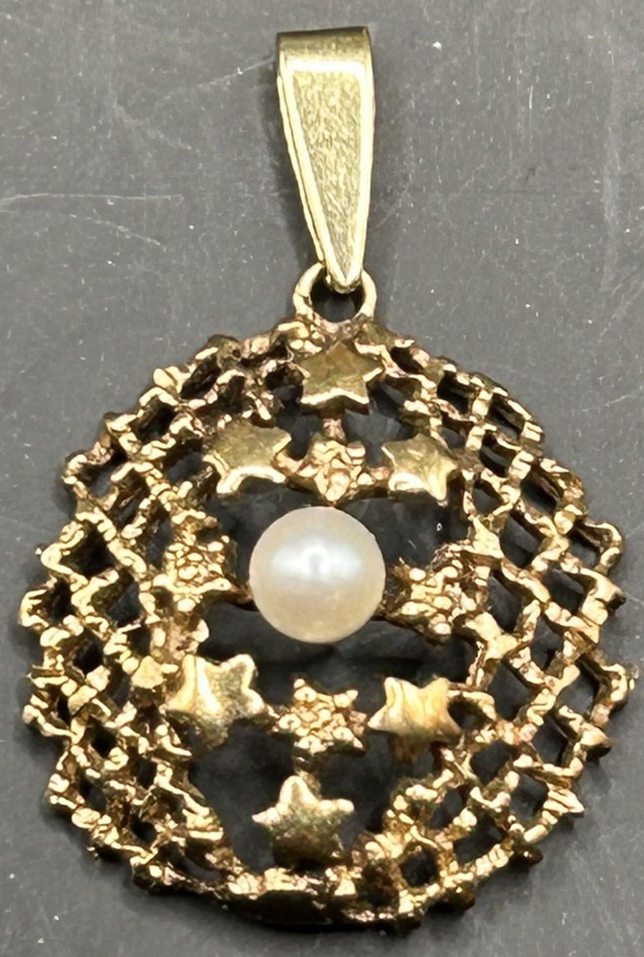 Goldanhänger-585- mit Perle, L-3 cm, 2,6 gr. - Bild 2 aus 3