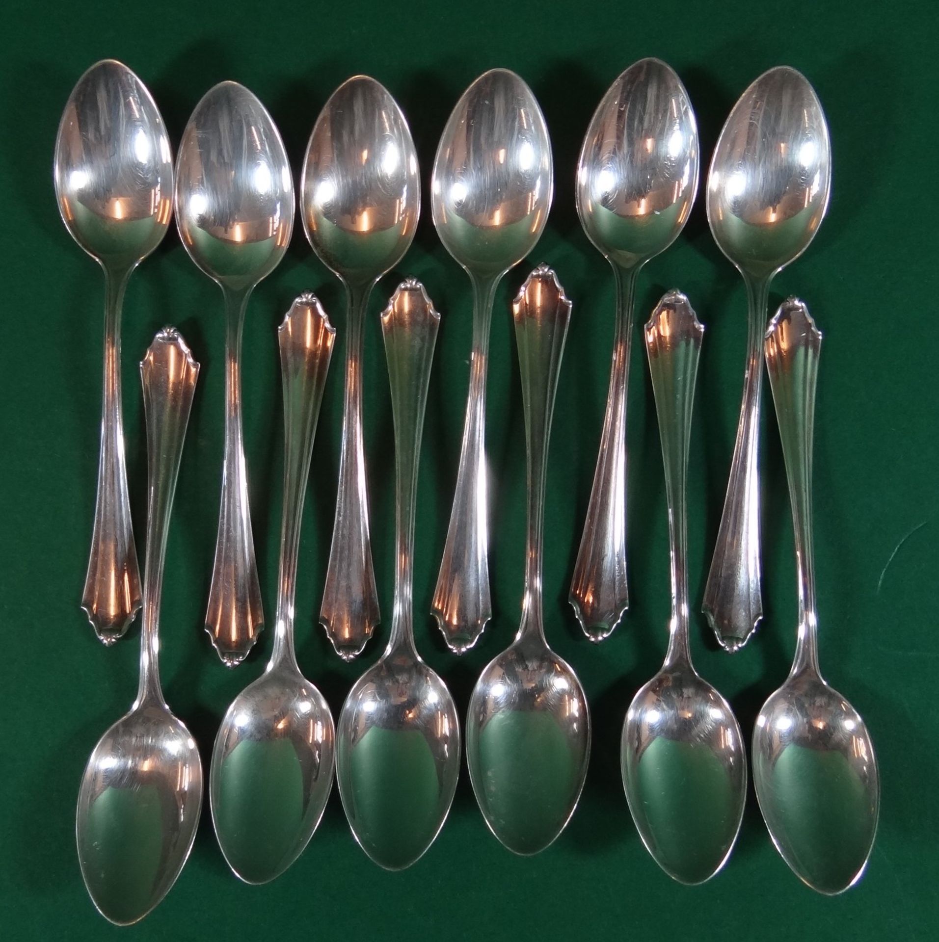 12 Teelöffel, Silber-800-,  L-12 cm, 208 gr., - Bild 2 aus 5