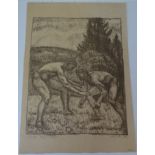 August Ludwig SCHMITT (1882-1936), 1919 "Ringer, Lithografie, BG 34x24 cm