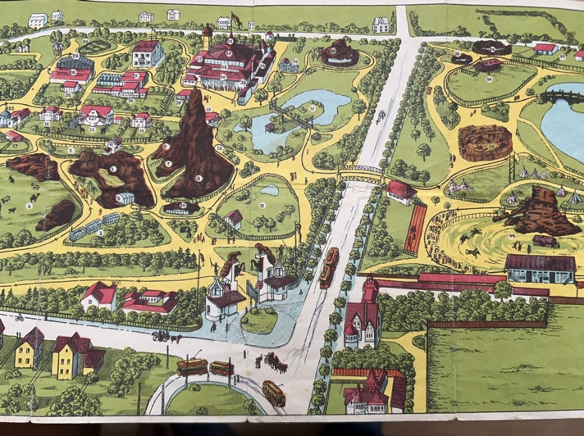 Plan von Carl Hagenbeck Tiergarten, Stellingen. Faltplan um 1910?, etwas fleckig, 21x10 cm - Bild 5 aus 9