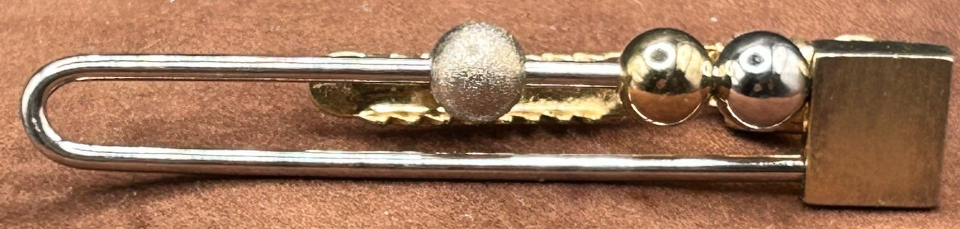 Krawattenklammer, Silber-925- mit 3 beweglichen Kugel, Klamme Metall, L-6,2 cm, 10,2 gr