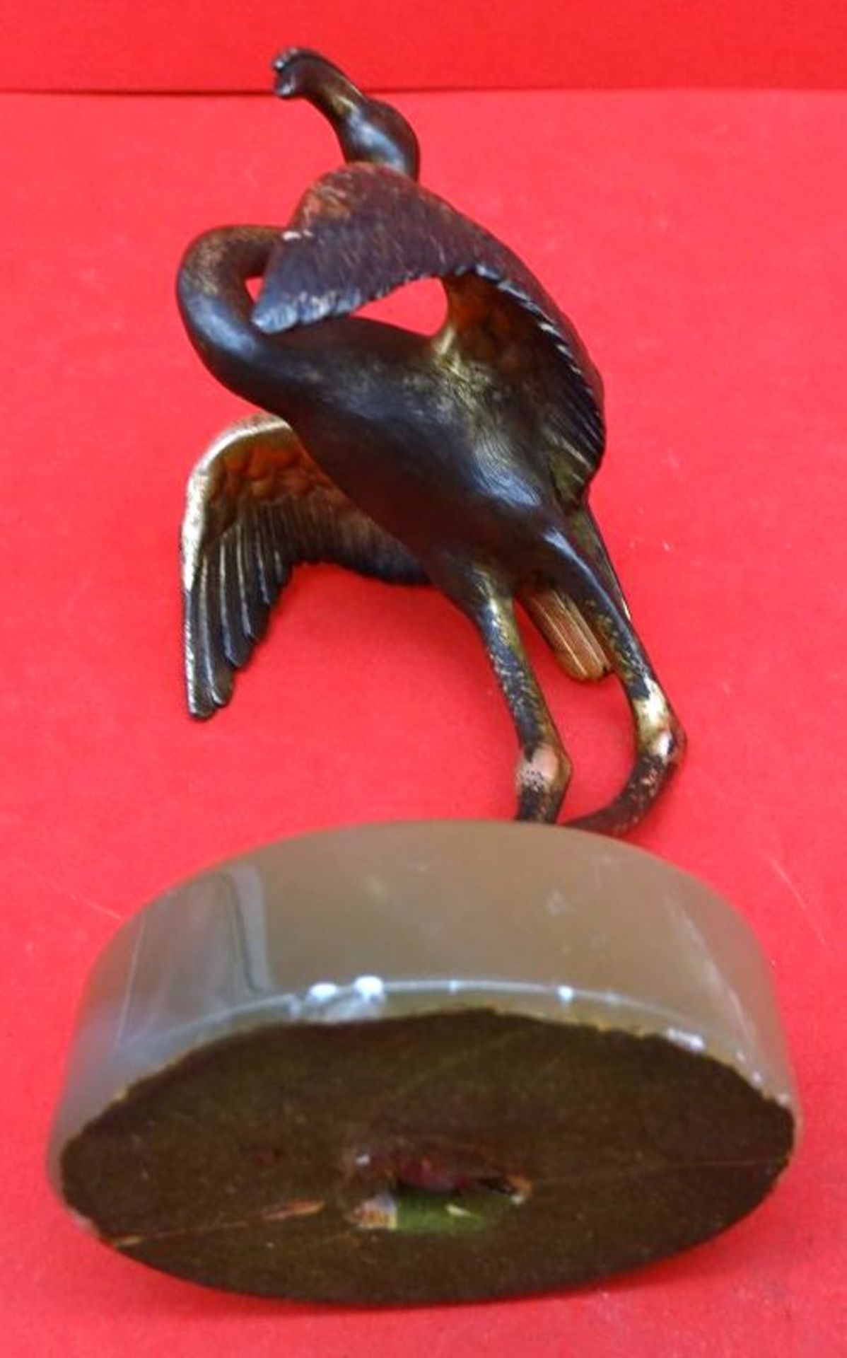 Antonín MARA (1877-1946) (Attrib) "Flamingo" Bronze mit Onyxsockel, signiert "MARA", H-14,5 cm - Image 5 of 5