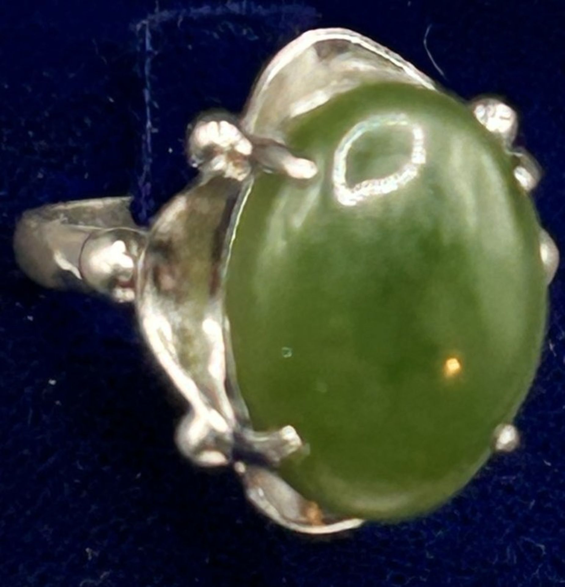 Silberring-900- mit grünen Cabouchon, RG 54, 5,5 gr. - Image 2 of 4