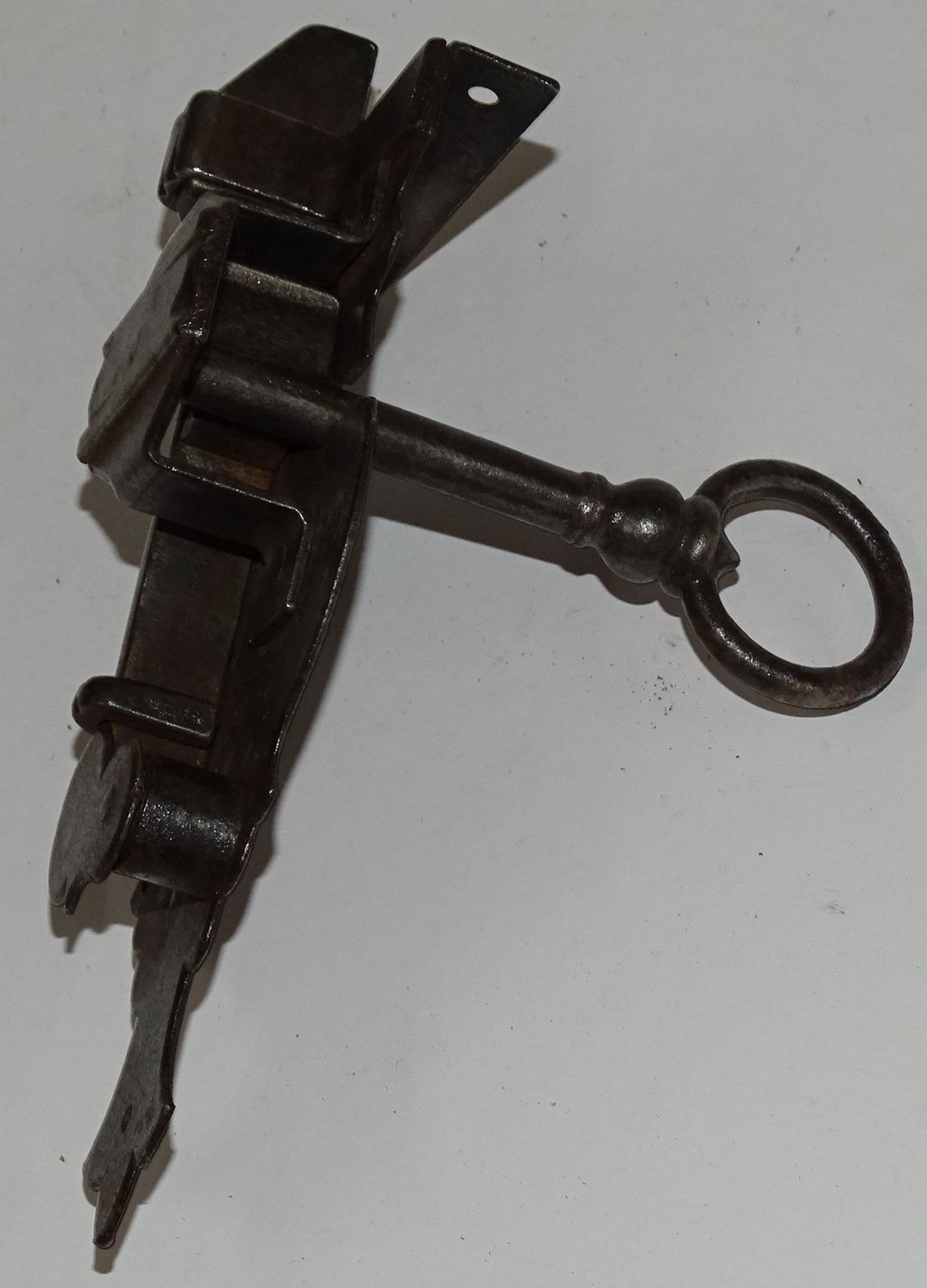 Barockes Türschloss mit Schlüssel, Mechanik funktioniert, 19x9,5 cm - Bild 4 aus 4