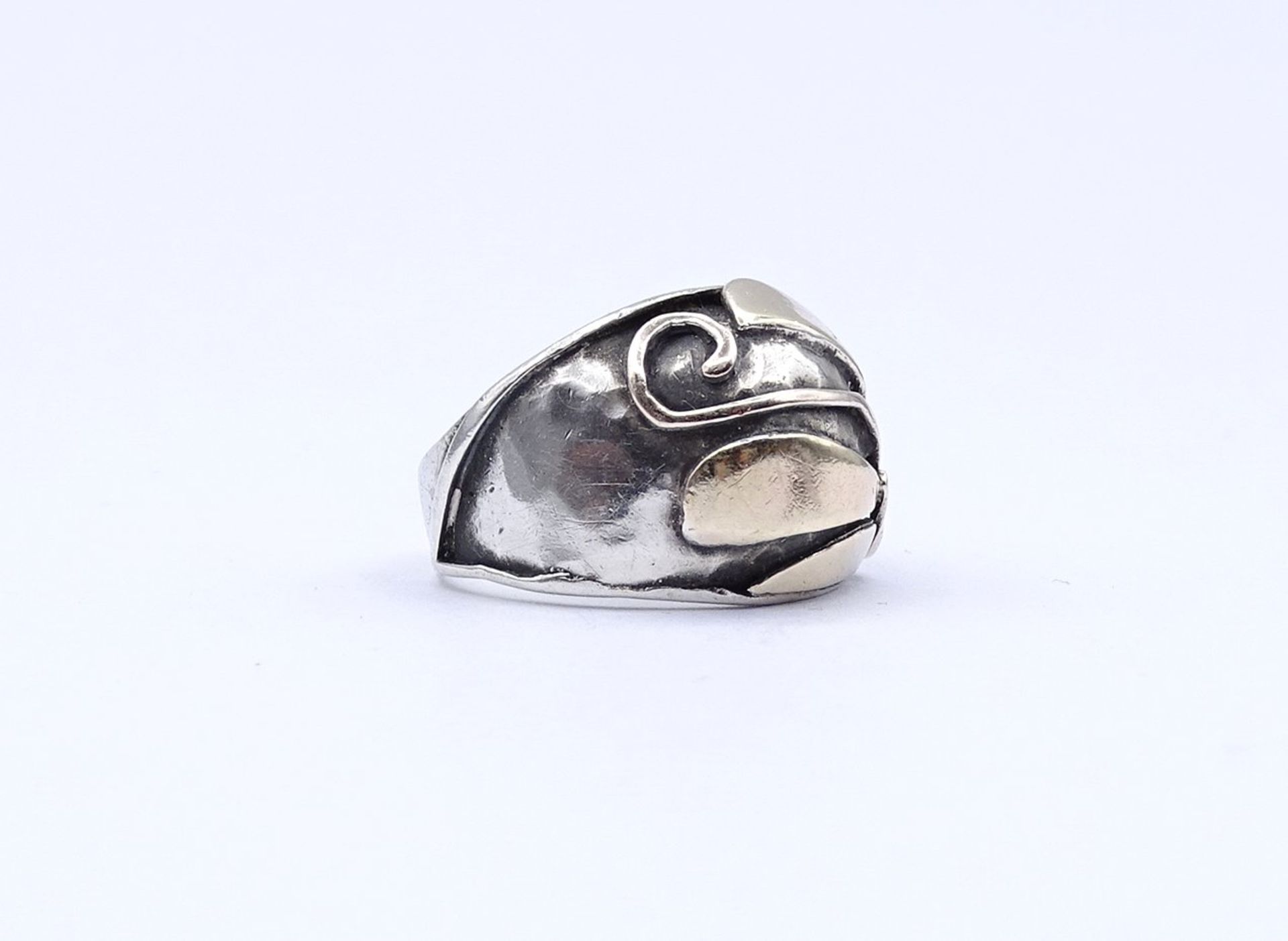 Silber + Gold Ring, AB bez. 6,6g., RG 49/50