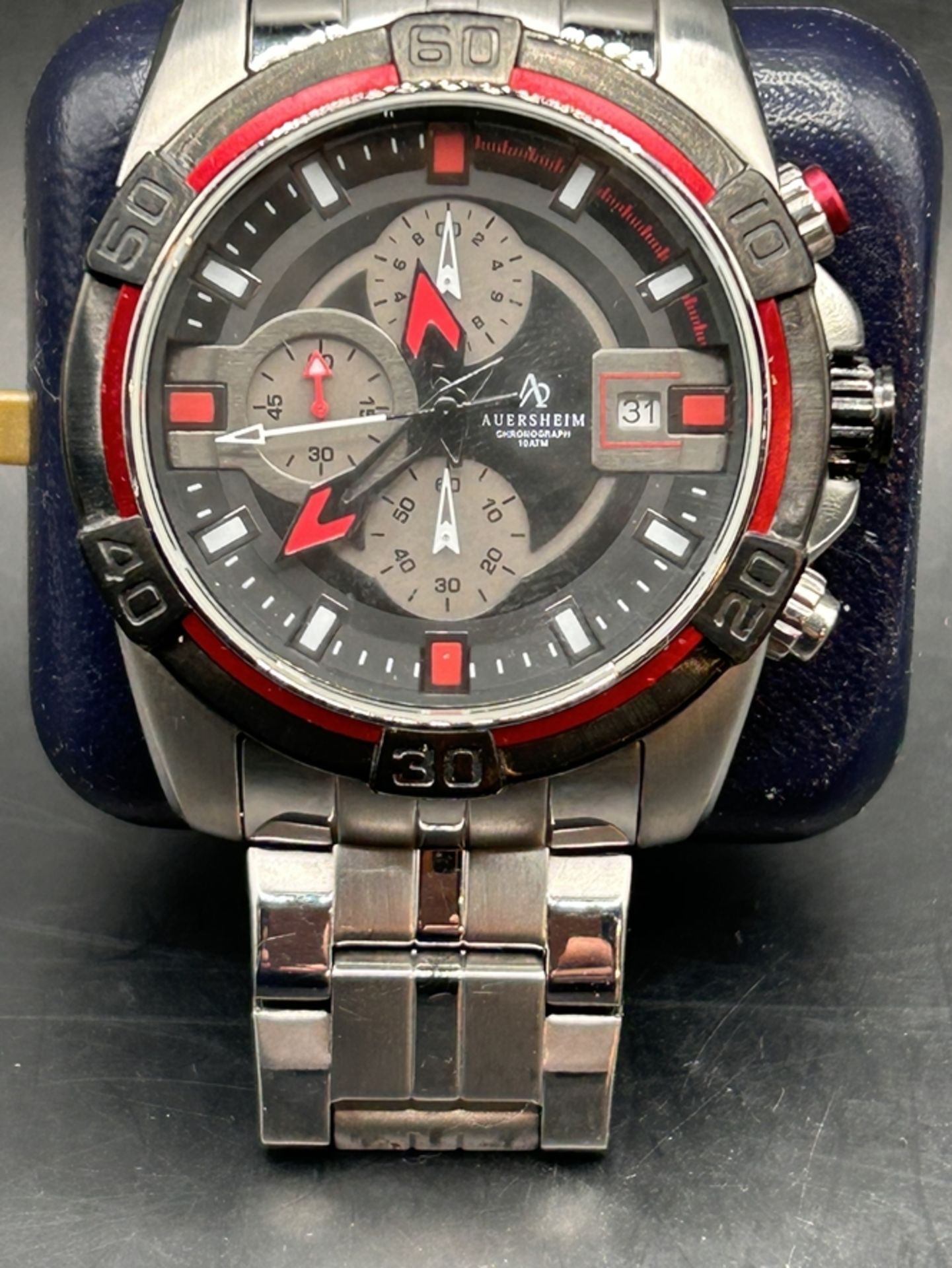 Quartz Armbanduhr Auersheim Chronometer 1T984, orig. Band, optisch gut erhalten, nicht überprüft