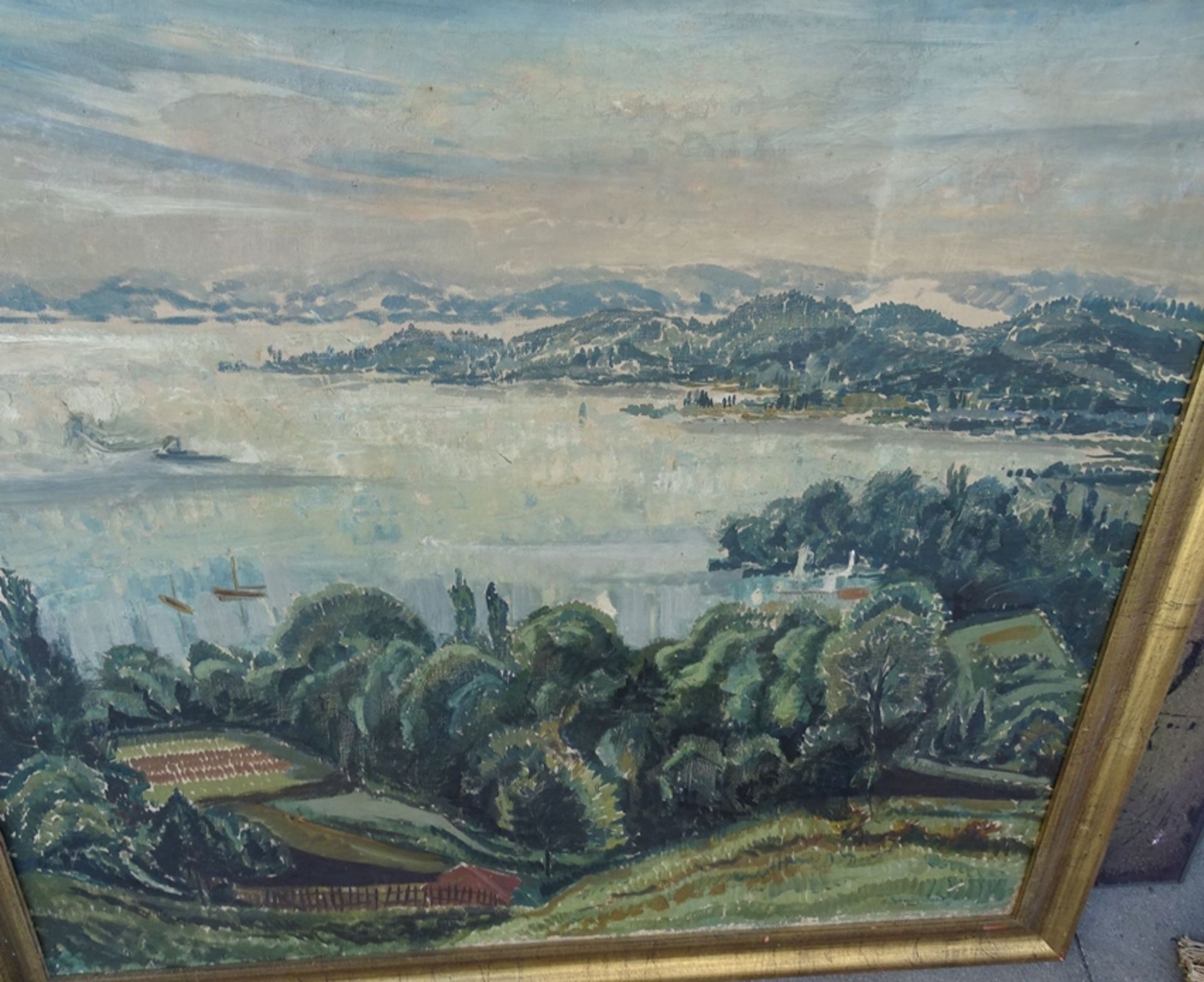 Hermann SCHMITZBONN  1928  (1903-1960) "Ammersee" Öl/Leinen, gerahmt, RG 95x105 cm - Bild 2 aus 6