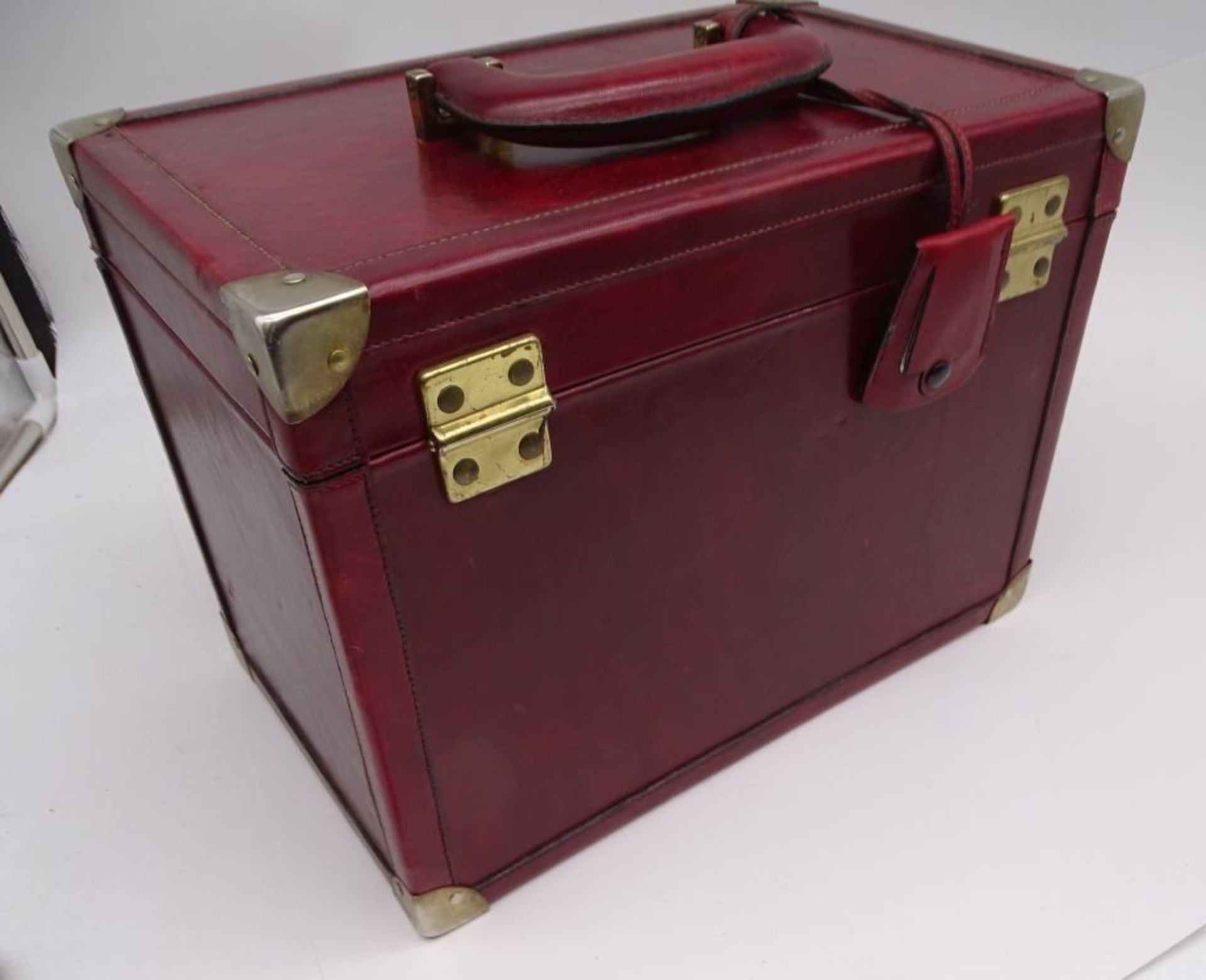 AIGNER Leder Kosmetikkoffer Schmuckkoffer absperrbar Leder rot, Beauty Case, guter Zustand, H-24 cm - Bild 7 aus 7