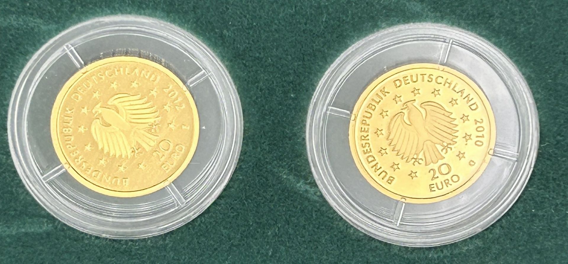 5x  20 Euro  Goldmünzen-999-, Serie der Deutsche Wald, je 3,89 gr. (1/8 Unze) in 2000 Auflage, zus. - Bild 4 aus 8