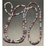 lange, dünne Halskette mit div. Halbedelsteinen, L-110 cm, endlos
