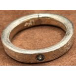 Ring, signiert und beschriftet von Hand "Feinsilber", blauer Stein, Handarbeit, RG 61, 8,2 gr.