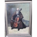Ch. Borchard (18)83 "Cellospieler" Kopie nach Corot, Öl/Leinen, alt gerahmt, RG 82x63 cm