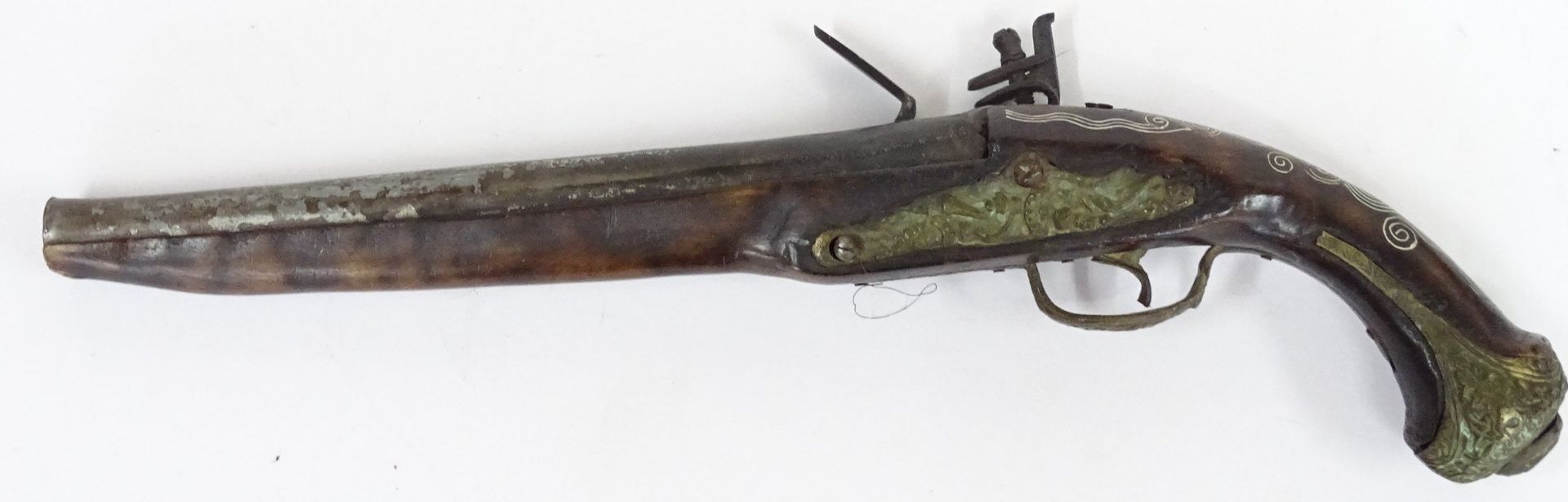 Steinschlloss-Pistole, wohl Deko. L-44 cm - Bild 5 aus 8