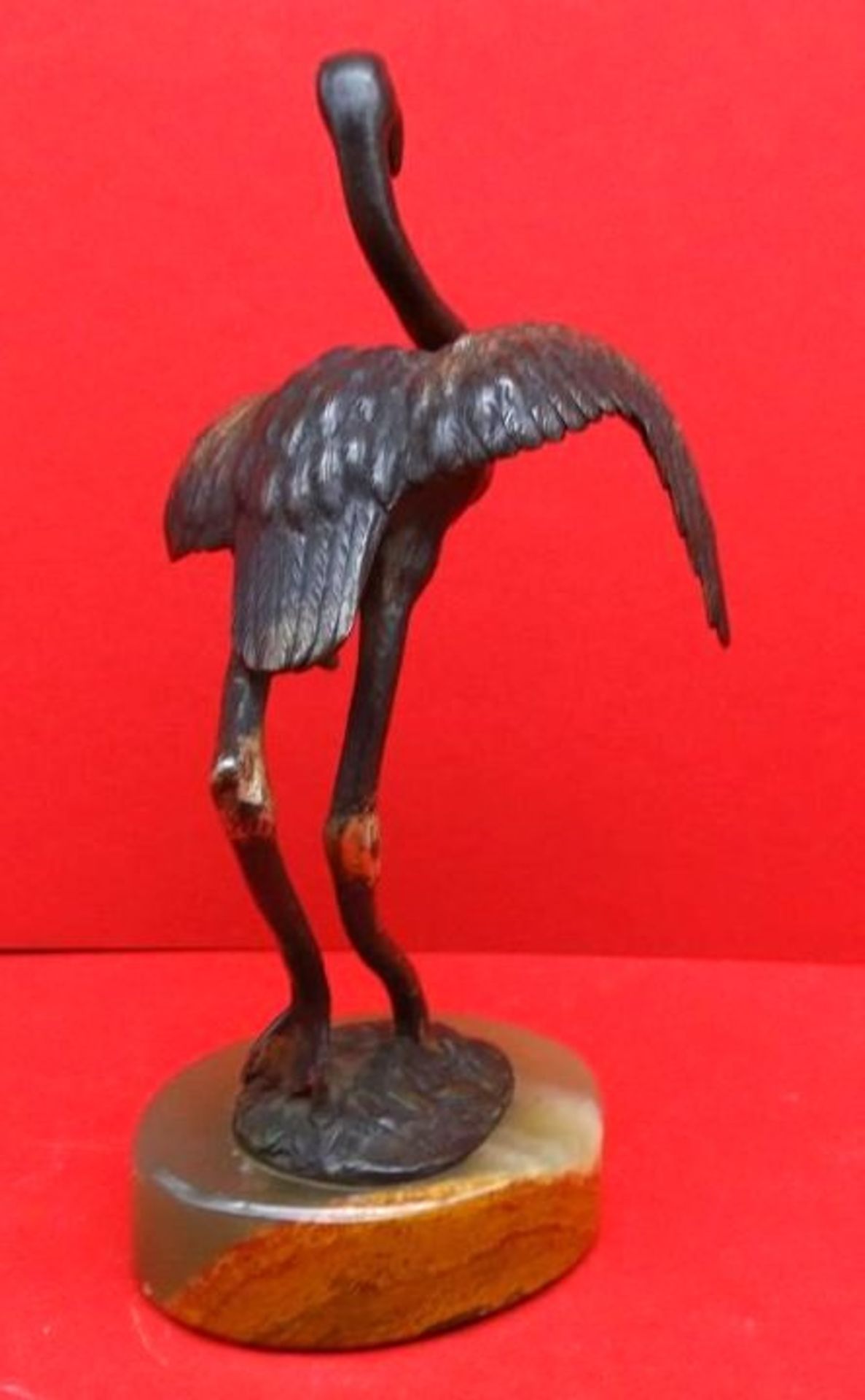 Antonín MARA (1877-1946) (Attrib) "Flamingo" Bronze mit Onyxsockel, signiert "MARA", H-14,5 cm - Image 3 of 5