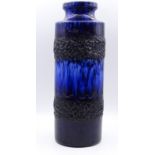 blaue Vase "Scheurich", H. 27cm, 1970er Jahre