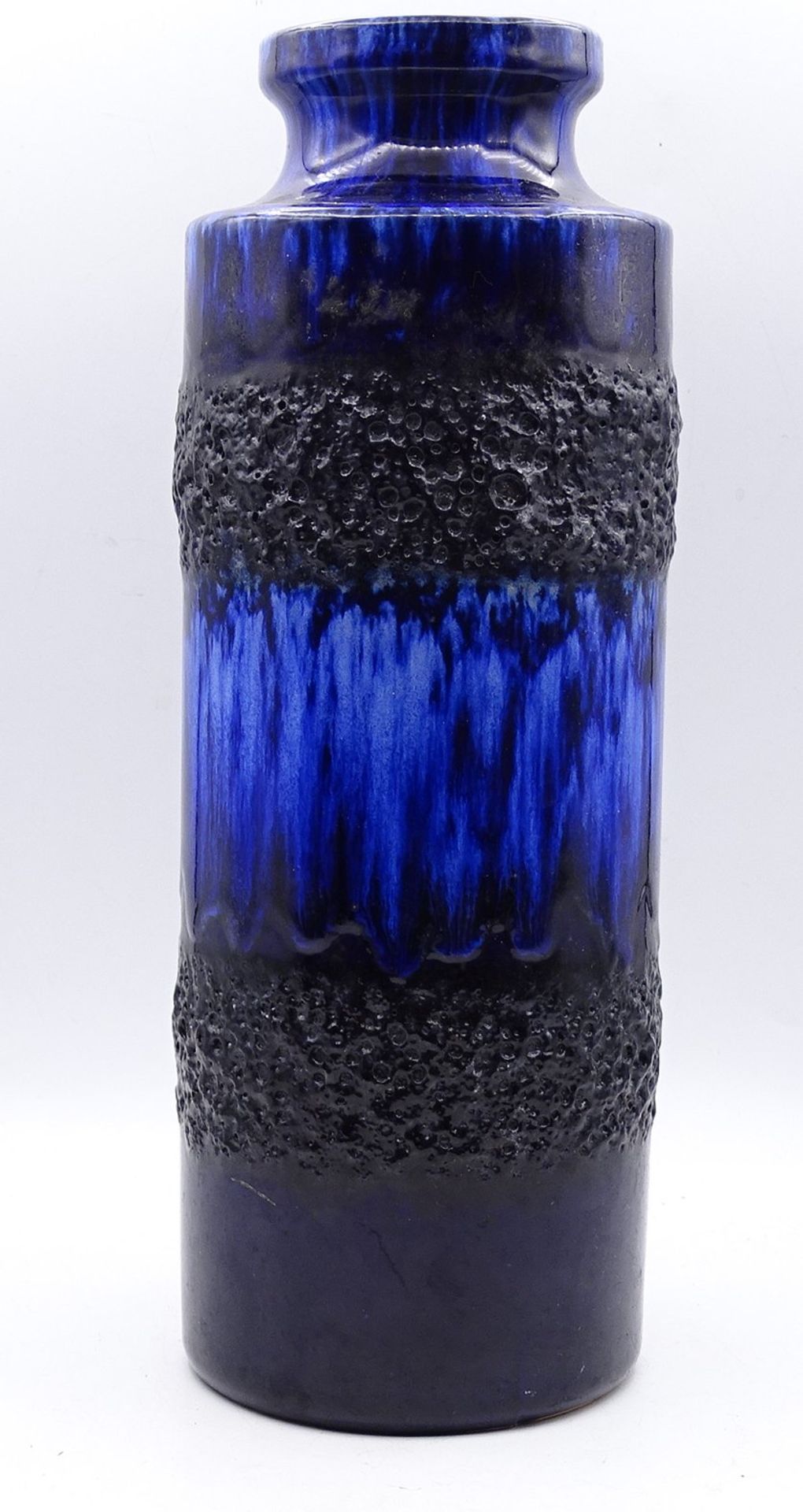 blaue Vase "Scheurich", H. 27cm, 1970er Jahre