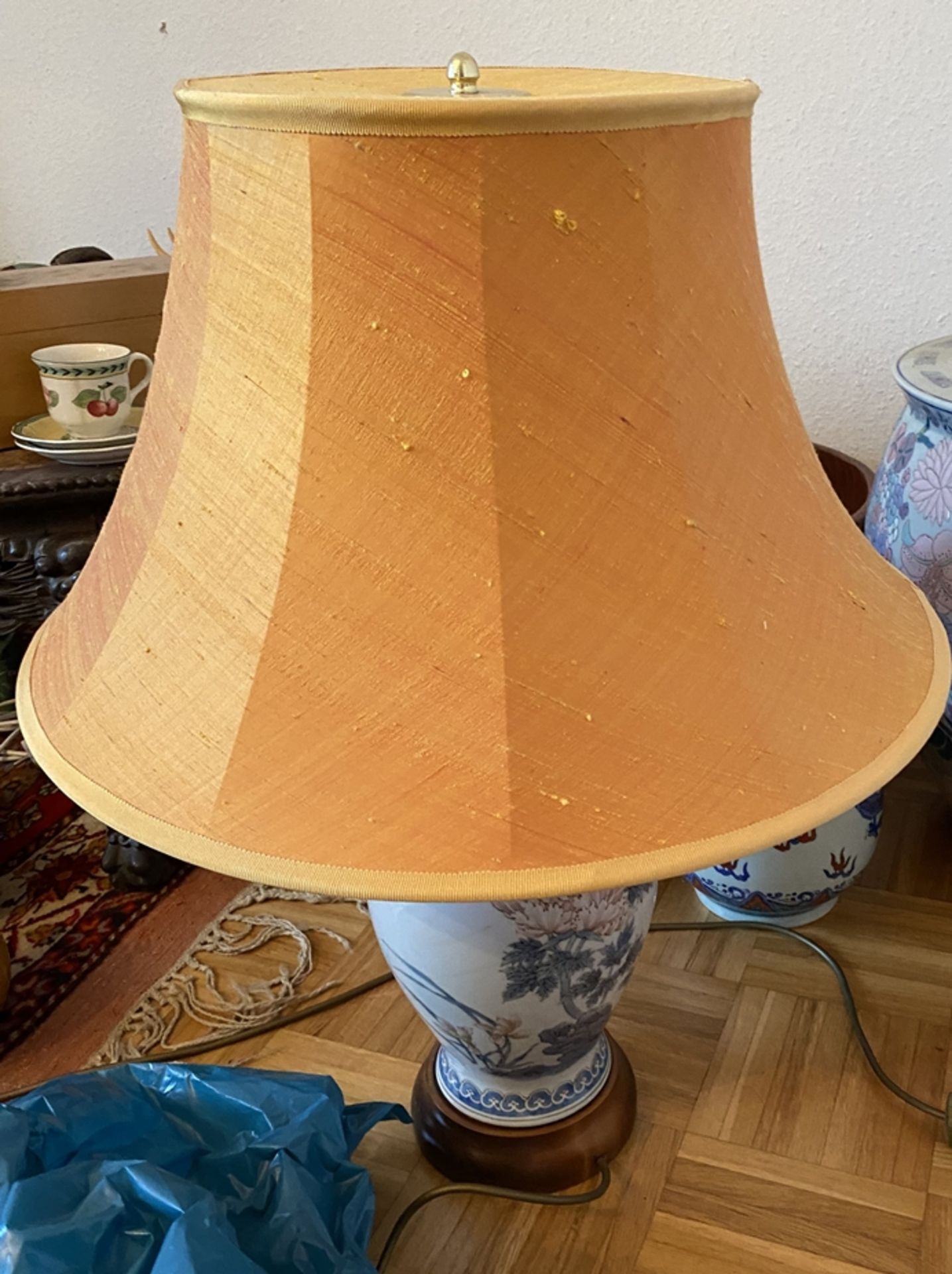 gr. Tischlampe mit China-Vase als Stand