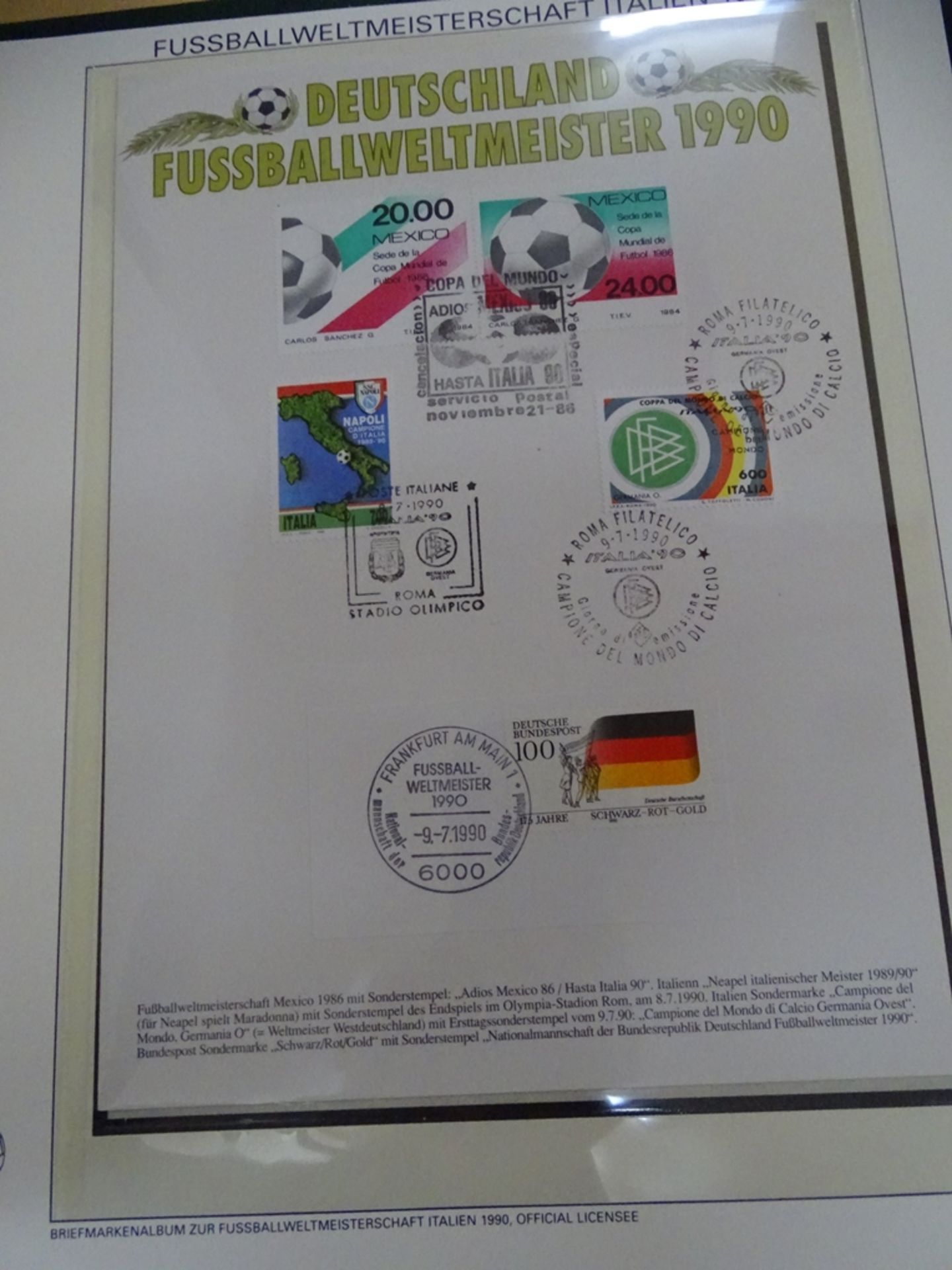 4x lomplette Linbder Ordner  "Italia 90" Briefmarkenalbum zur Fussball- Weltmeisterschaft, official - Bild 9 aus 13