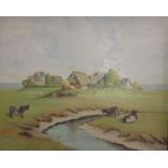 Fritz Saupe 1982. Hallig Hooge, Kopie, Öl/Hartfaser, gerahmt, RG 61 x 73cm.