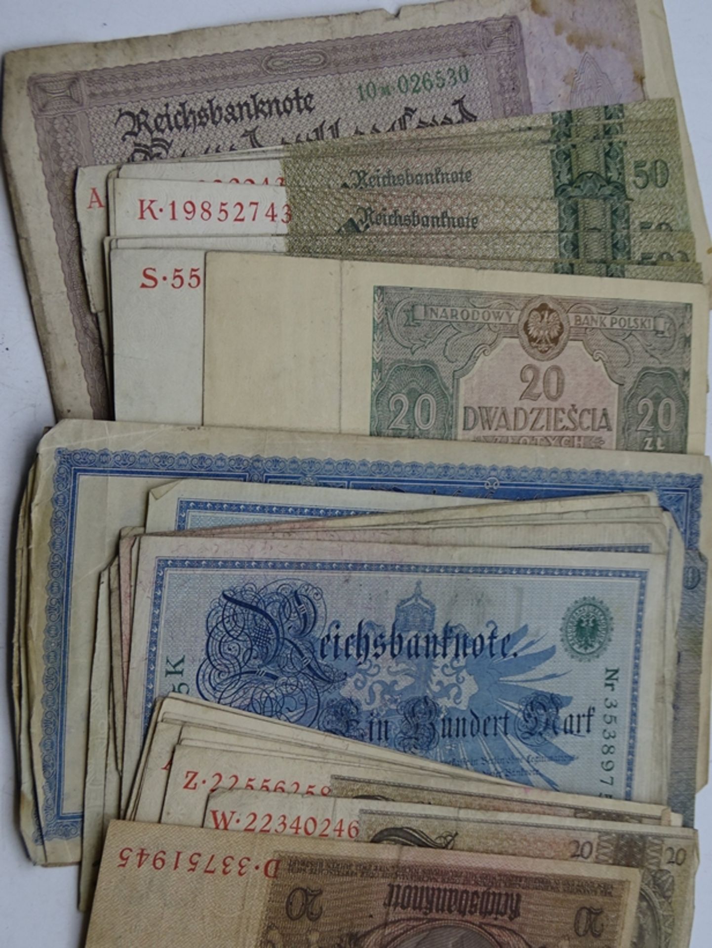 ca. 45 Banknoten, Deutsches Reich und Polen