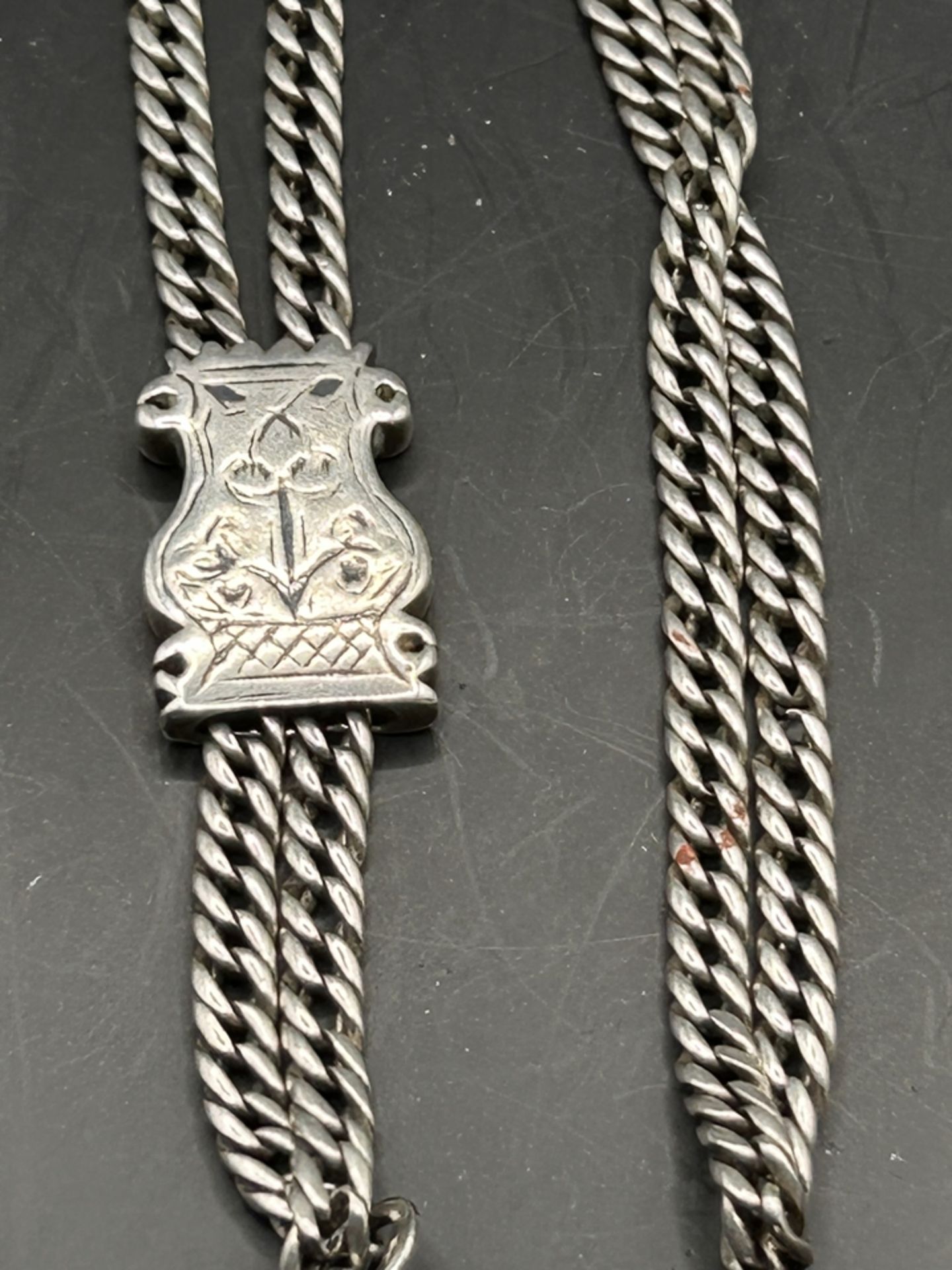 Silber-Uhrenkette mit Schieber, L-25 cm, doppelt,  25,5 rr. - Bild 2 aus 3