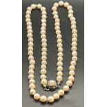 lange Perlenkette mit Silberschliesse-835-, L-64 cm,Perle  D-ca.0,5 cm