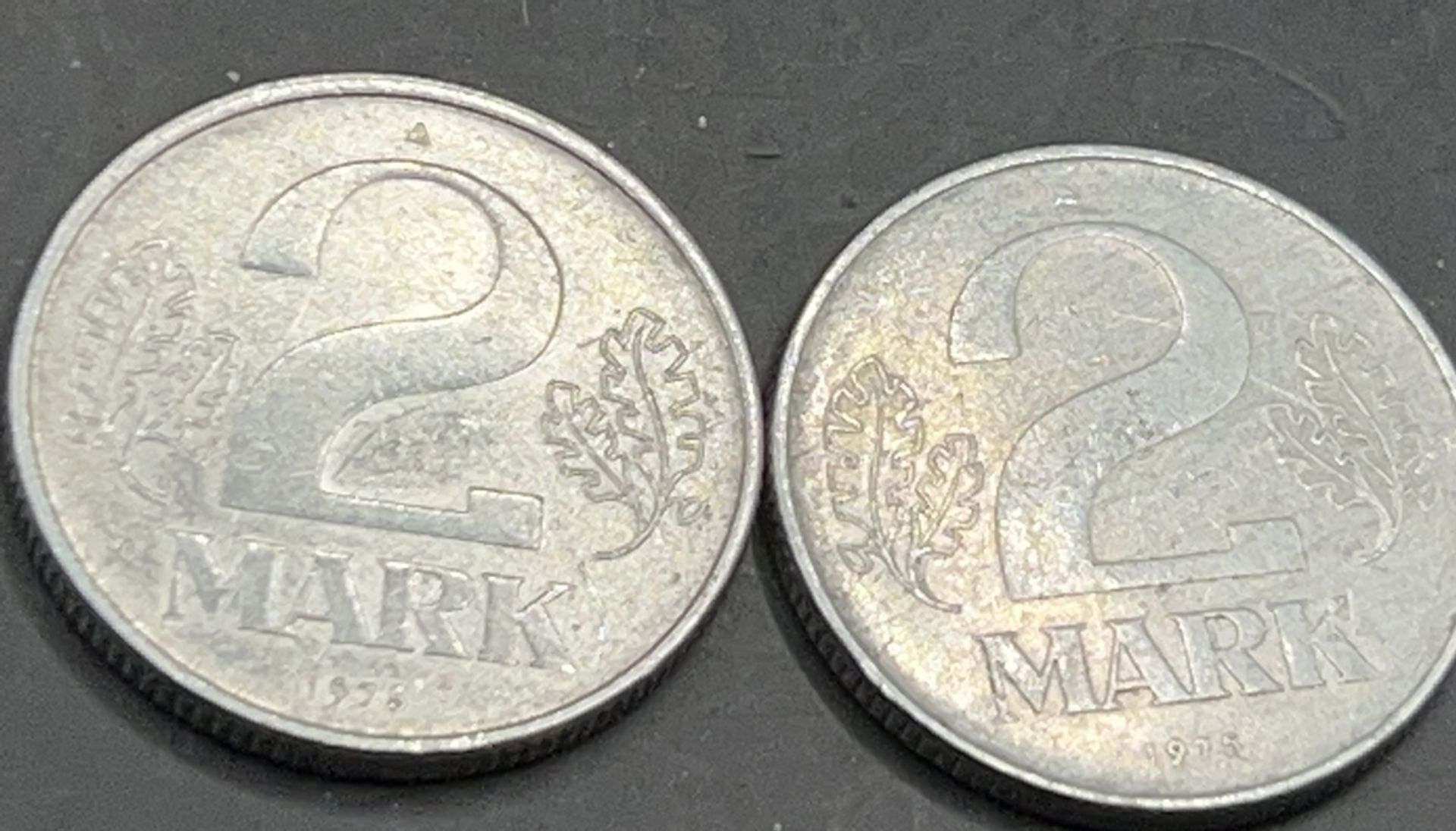 2x 2 Mark DDR, Aluminium, 1975 und 19780