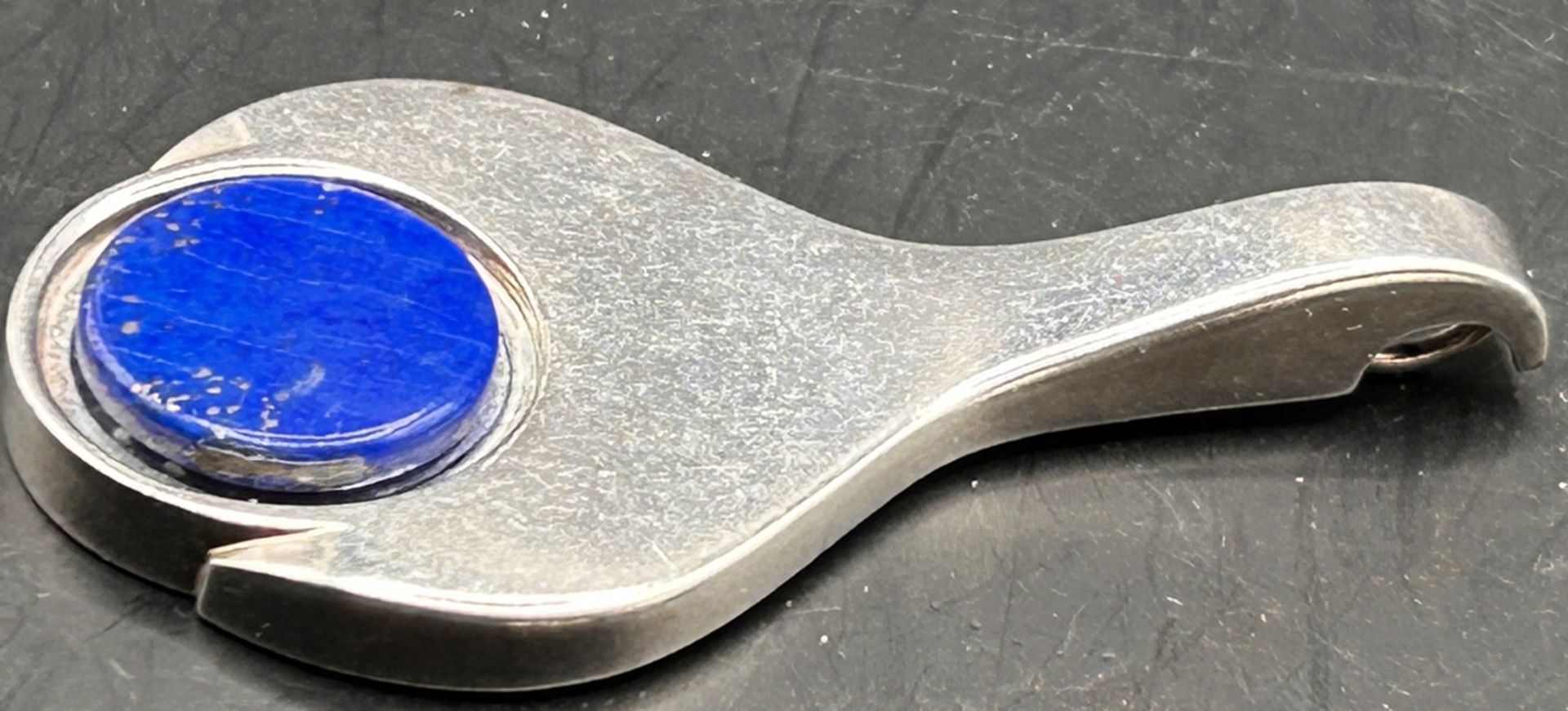 schwerer, grosser Anhänger, Silber.835., blaue Platte, H-6 cm, 16,1 gr. - Image 3 of 5