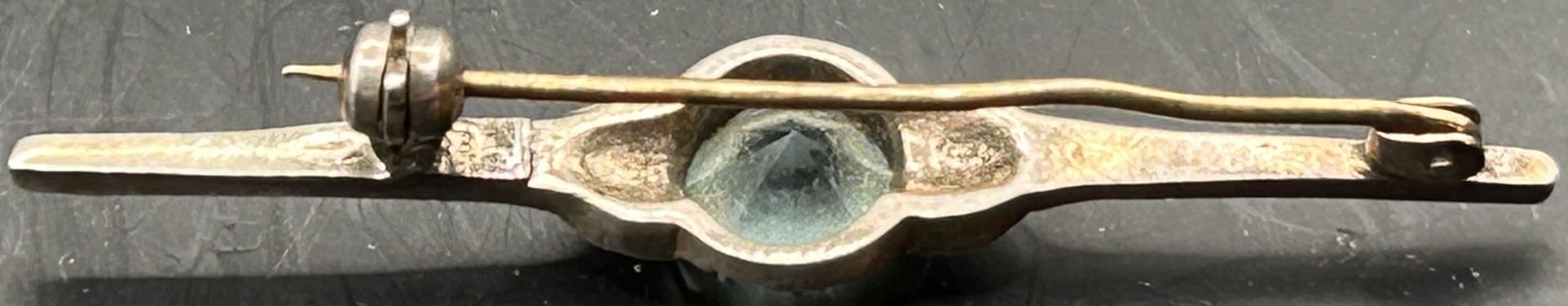 Silber-Nadel mit blauen Stein, L-5 cm, Tragespuren - Bild 3 aus 3