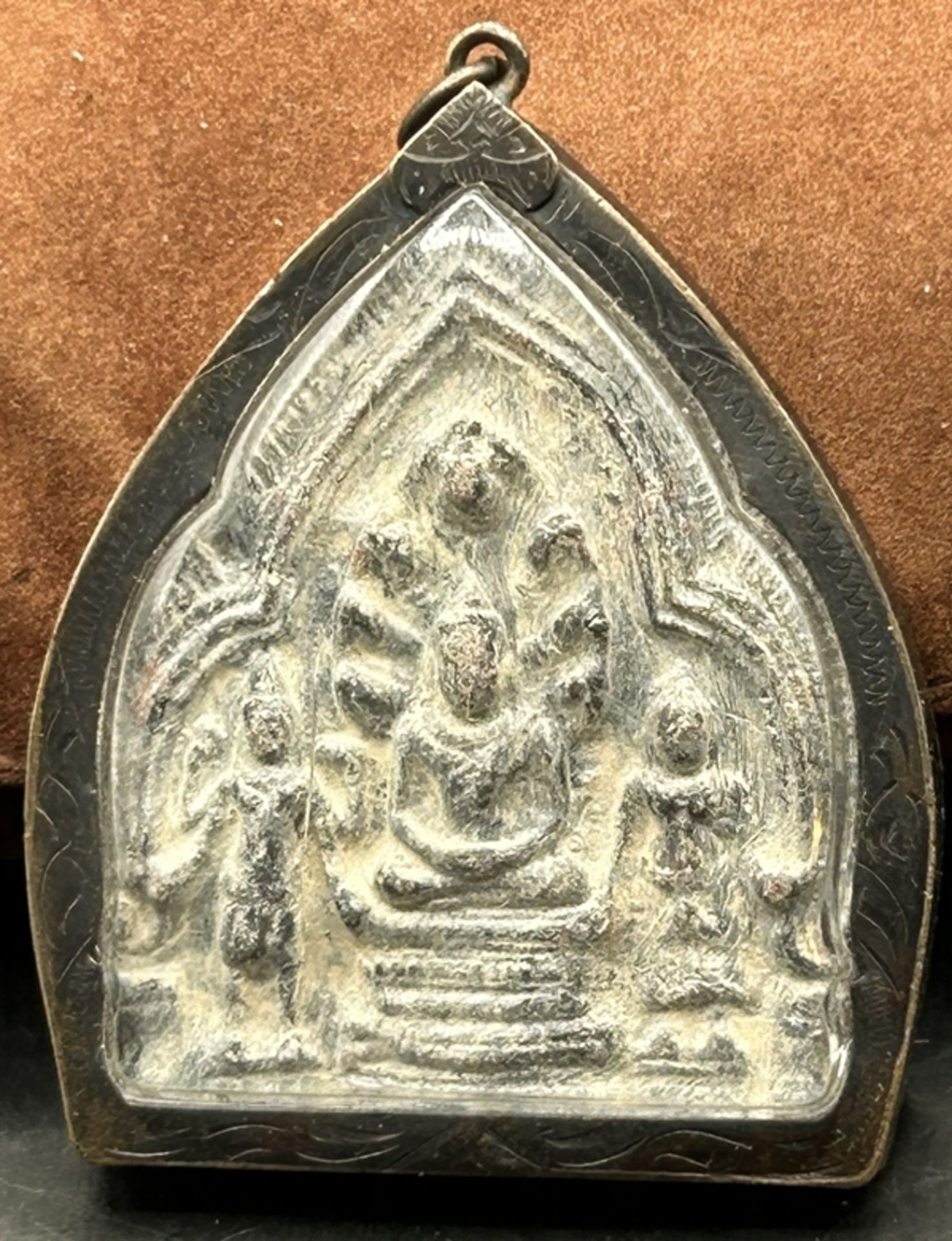 kl. Reisealtar, wohl Tibet, Kupfergehäuse, ca. 7x6 cm