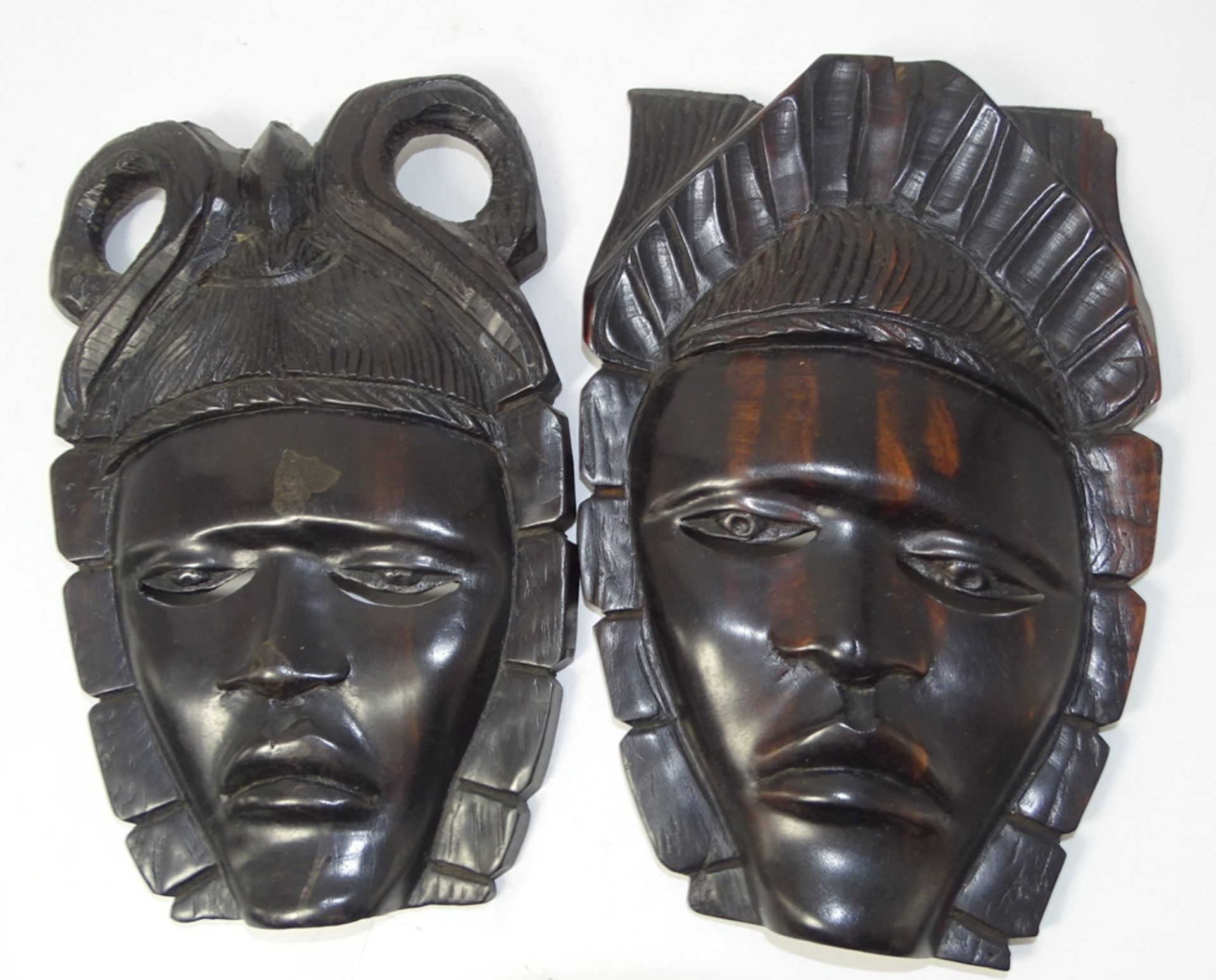 2 Wandmasken, Tropenholz, 23x15 cm - Bild 2 aus 3