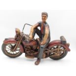 Deko-Figur, Motorradfahrer, ca. H-34cm B-49cm, farbig gefasst