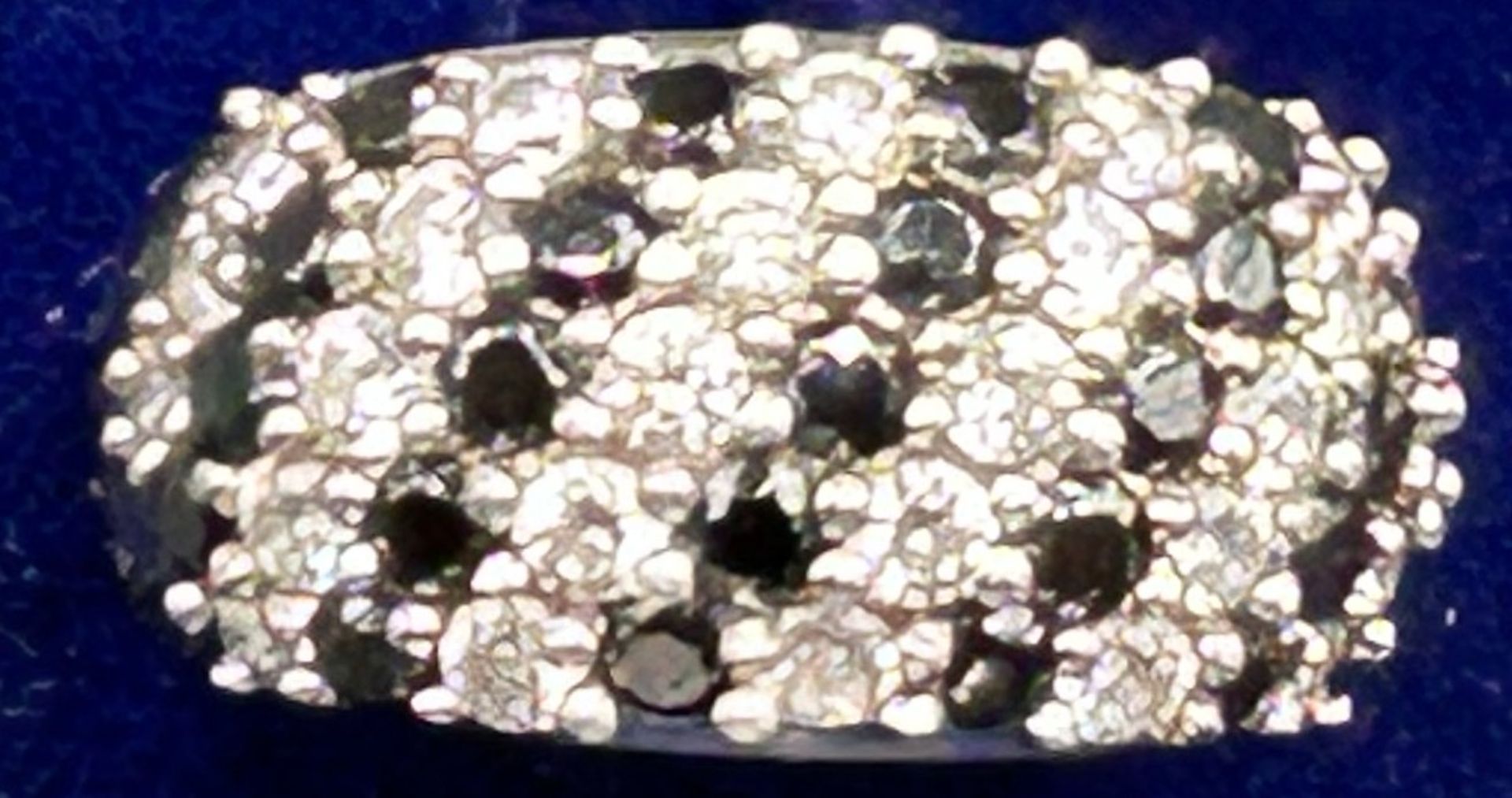 Silberring mit schwarzen und klaren Steinen, -925-, RG 58, 7,2 gr - Bild 3 aus 5