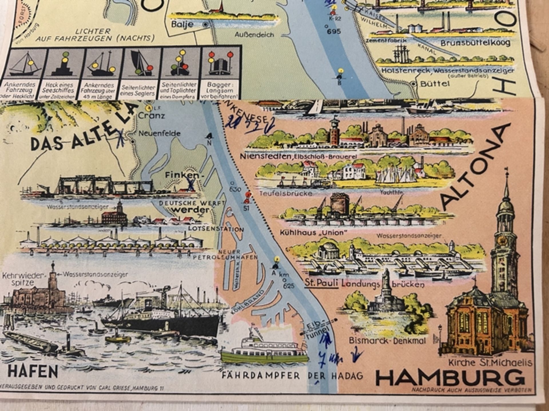 Klappkarte "Elbfahrt von Hamburg nach Cuxhaven" 50/60-er Jahre - Bild 5 aus 5