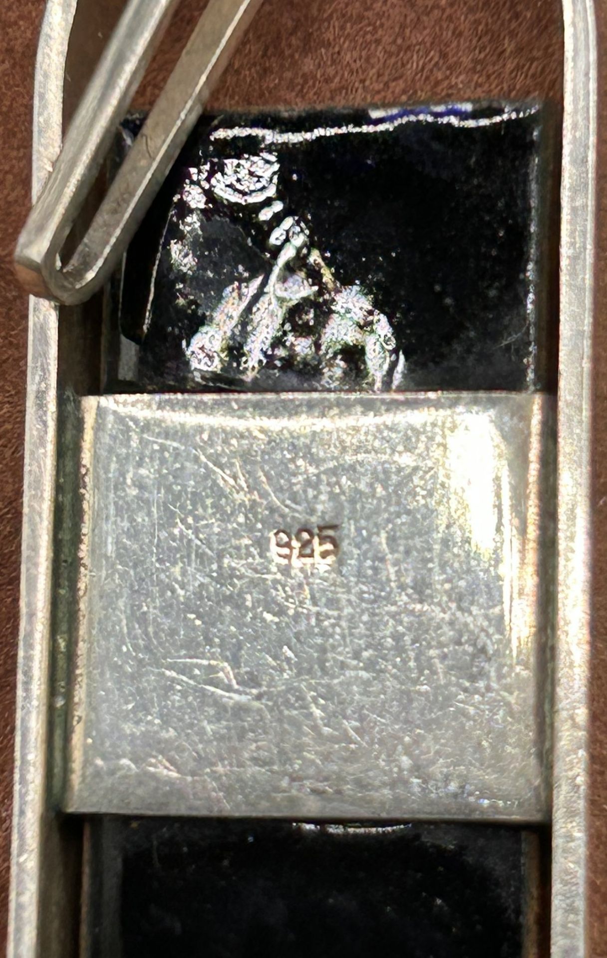 langer Anhänger, Silber-925- mit emaillierter Platte, L-9 cm, 14,3 gr. - Bild 3 aus 3