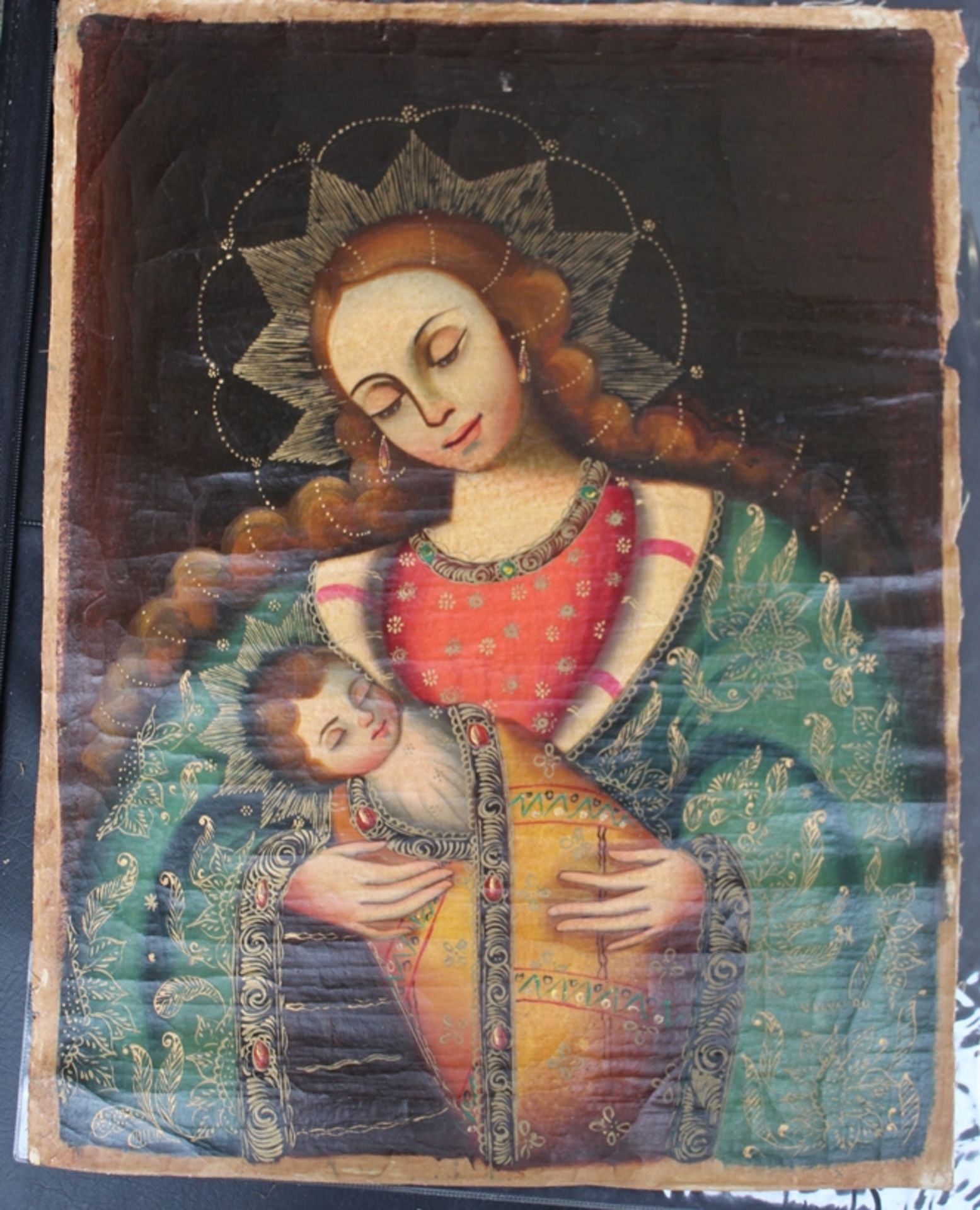 Victor Navarro, christl. Motiv Madonna mit Kind, Öl/Leinen, wohl 19.Jhd?, ca. 53x41 cm