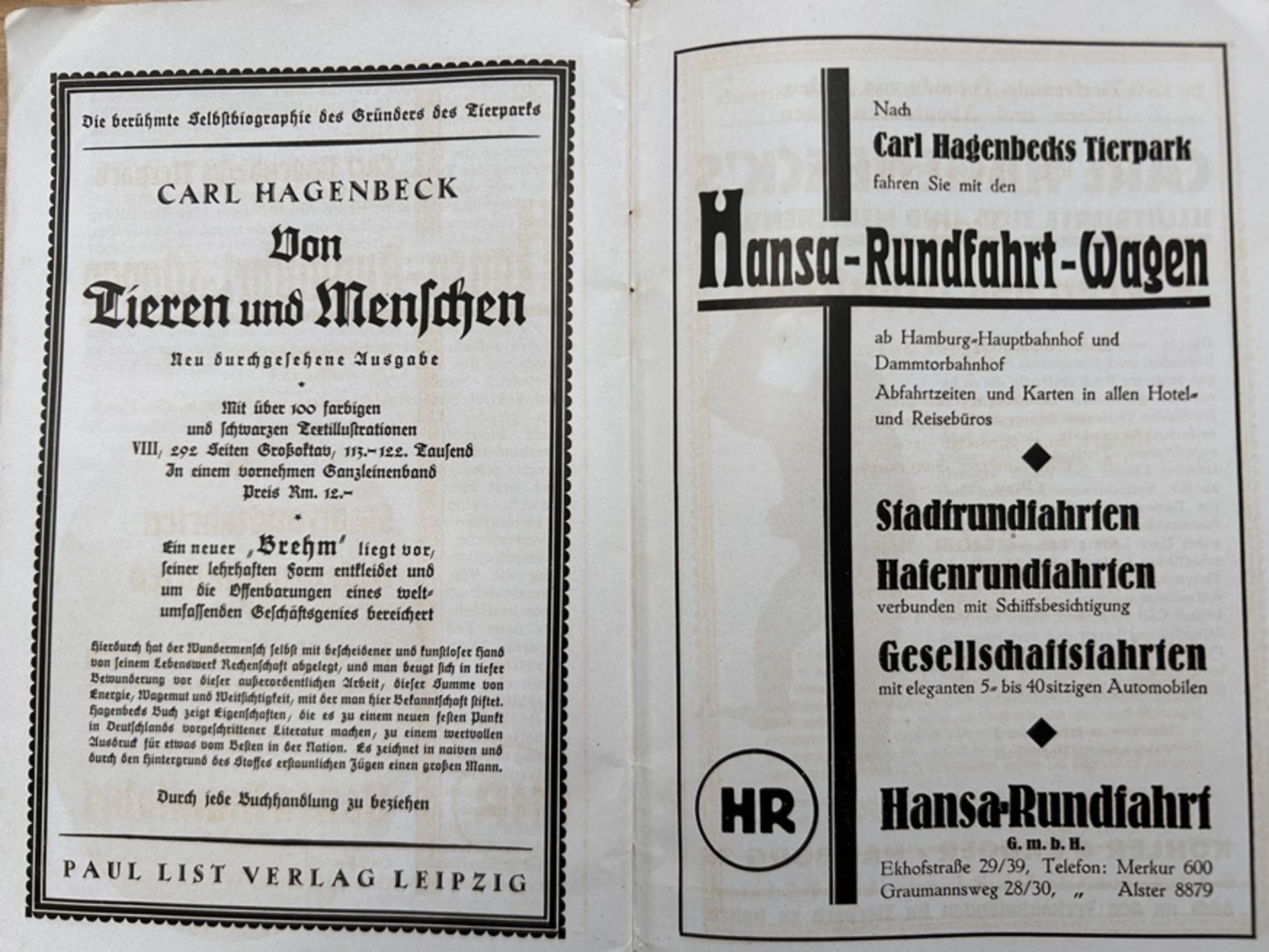 Führer Carl Hagenbecks Tierpark Stellingen, 1927, gut erhalten, 52 Seiten, 22x14, PP - Image 6 of 7