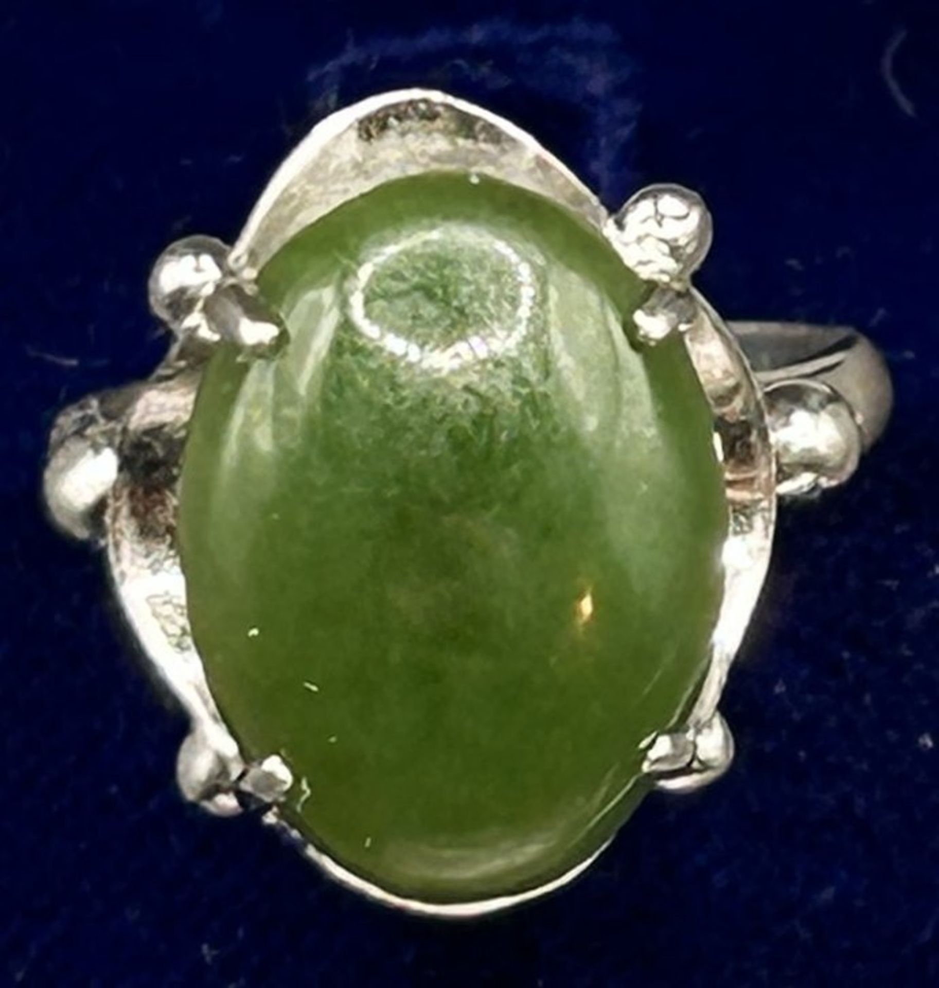 Silberring-900- mit grünen Cabouchon, RG 54, 5,5 gr.