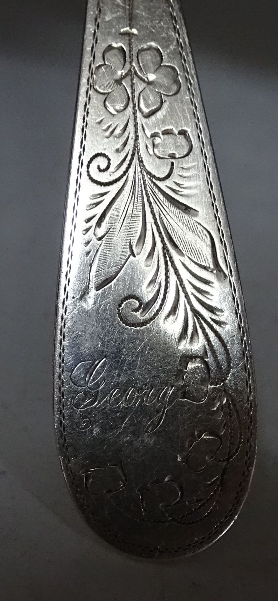 Silberlöffel mit Gravur, -800-, 39 gr. - Bild 4 aus 5