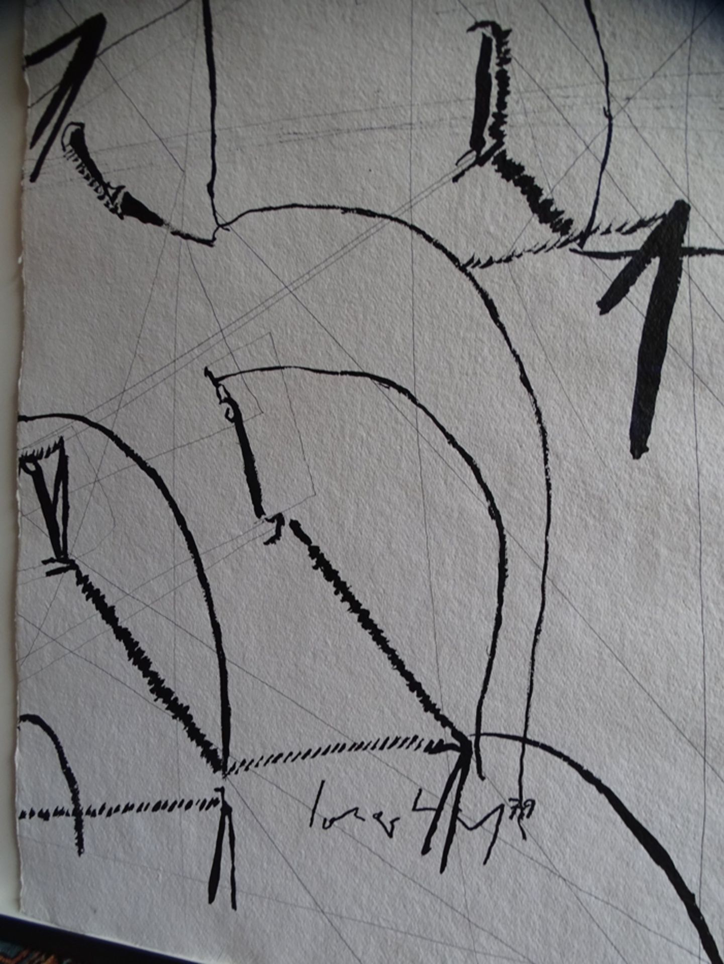 Kurt Rudolf H. SONDERBORG (1923-2008) ,1987, grosse Zeichnung, ohne Titel, ger/Glas, RG 92x72 cm, - Image 2 of 3