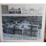 CHRISTO (1935-2020)  "Wrapped Reichstag" grosse signierte Lithografie, ger/Glas, RG 72x81 cm