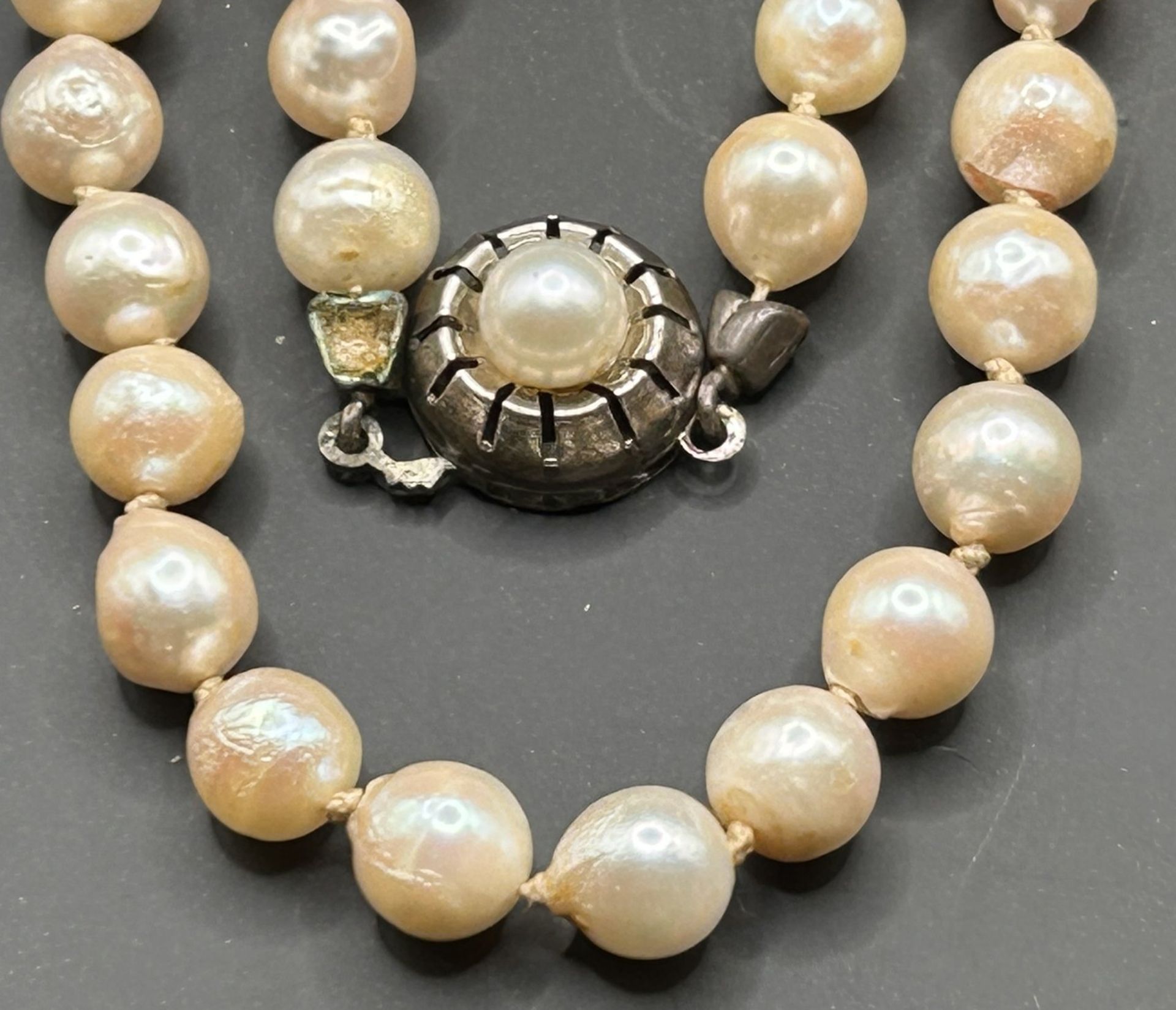 lange Perlenkette mit Silberschliesse-835-, L-64 cm,Perle  D-ca.0,5 cm - Bild 2 aus 2