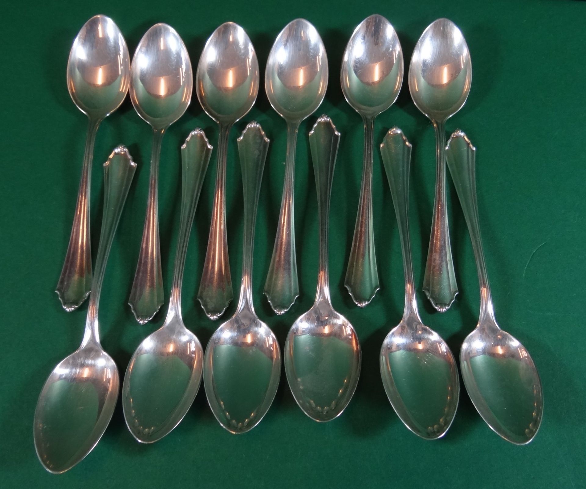 12 Teelöffel, Silber-800-,  L-12 cm, 208 gr.,